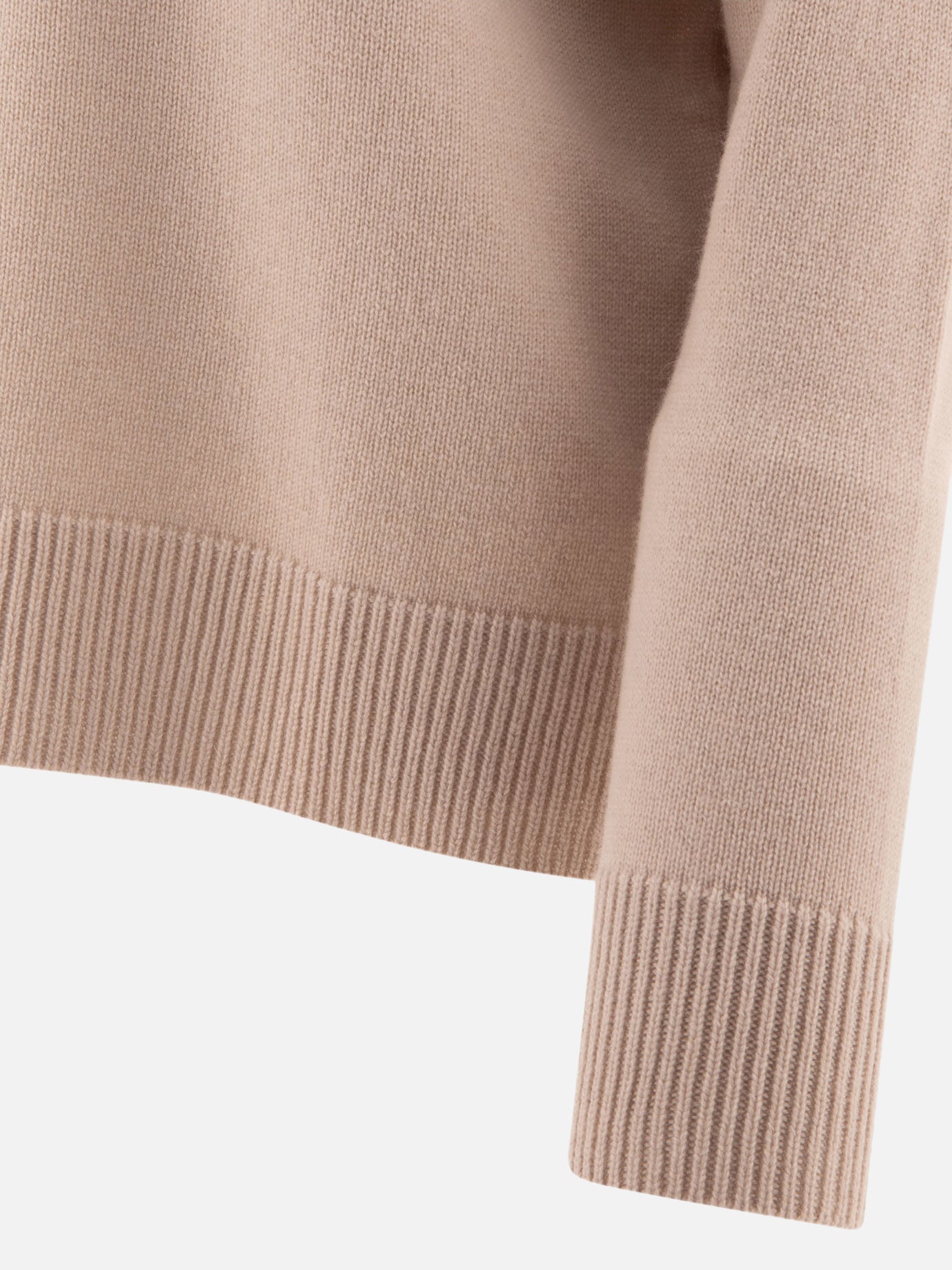 Max Mara S "Gorizia" knit hoodie in wool and cashmere Beige