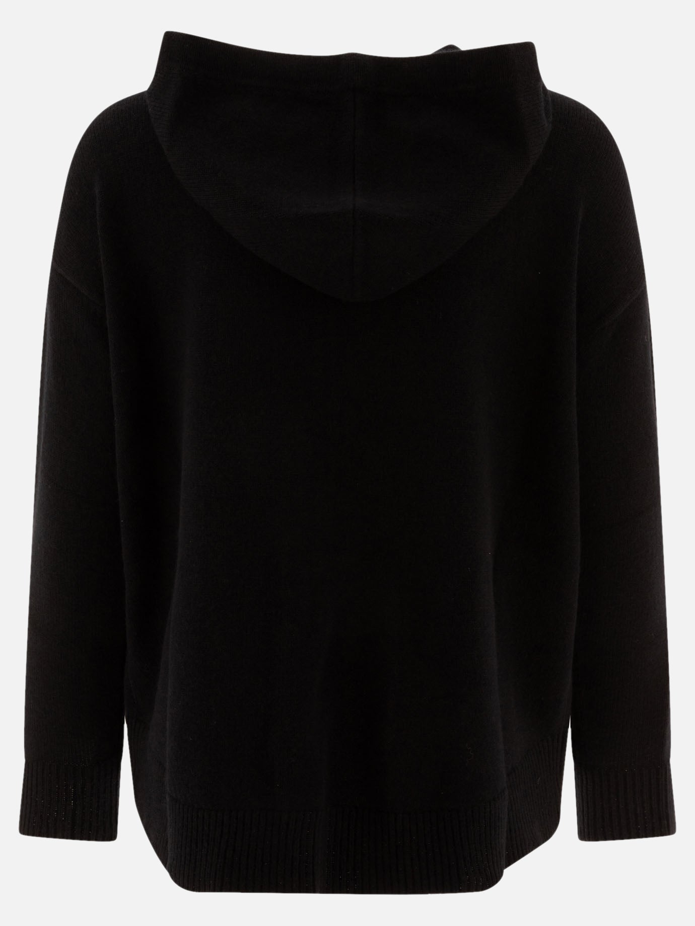 Max Mara S "Gorizia" knit hoodie in wool and cashmere Black