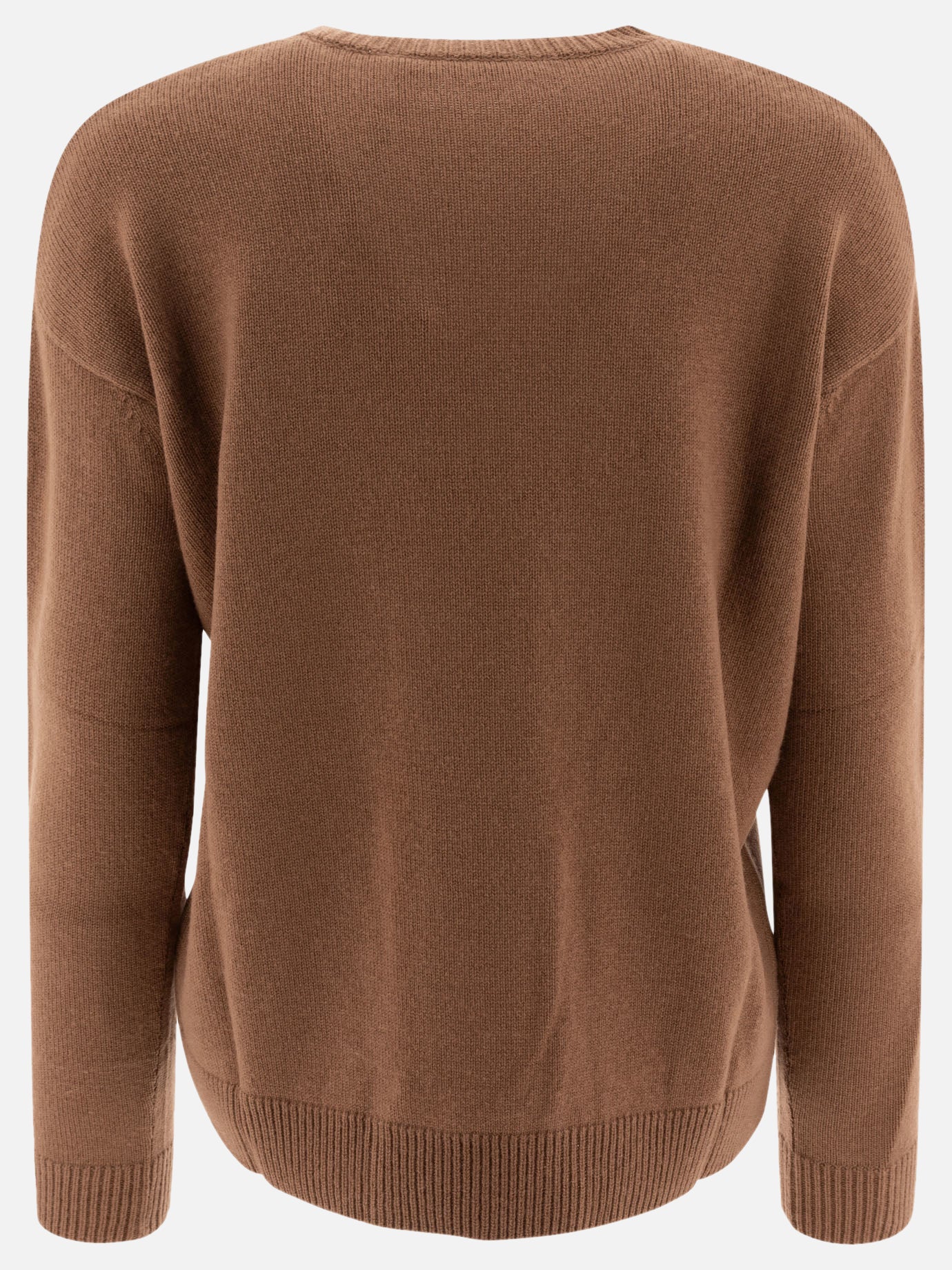 Max Mara S "Kassel" wool and cashmere sweater with logo Brown