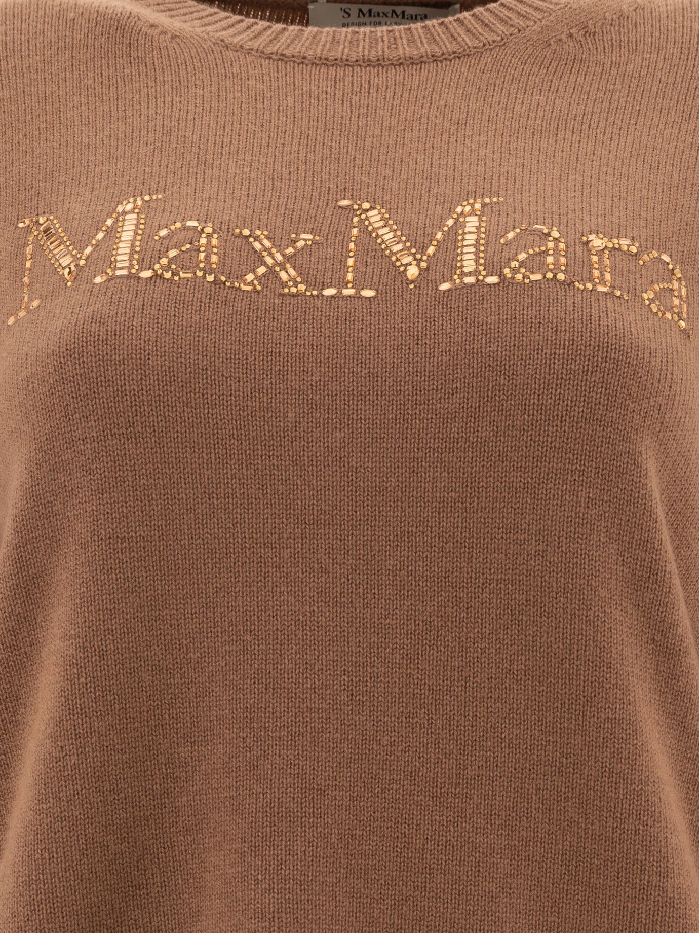 Max Mara S "Kassel" wool and cashmere sweater with logo Brown