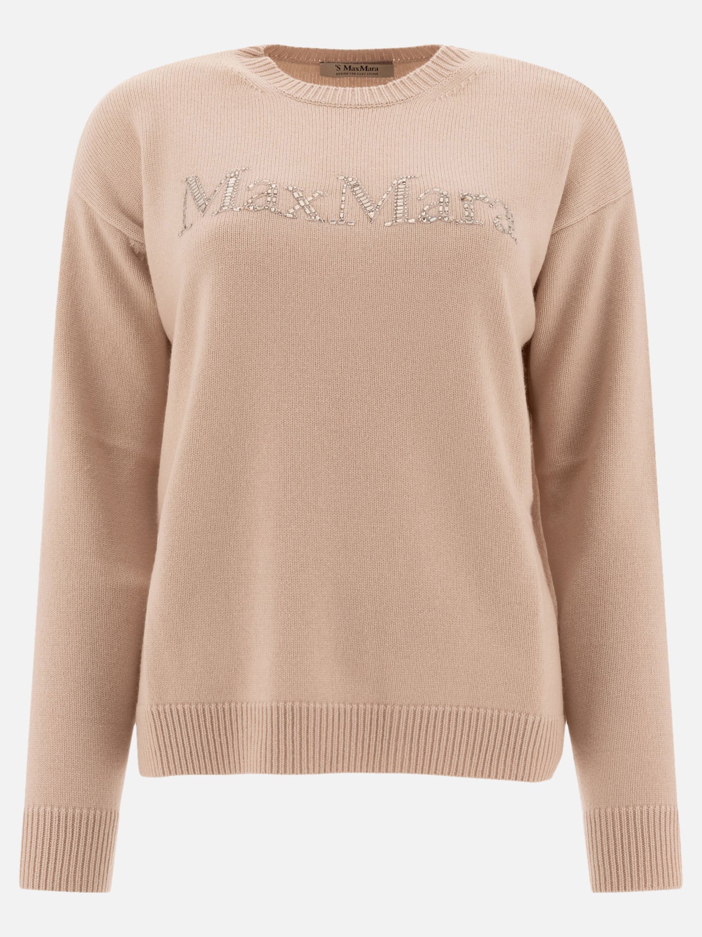 Max Mara S "Kassel" wool and cashmere sweater with logo Beige