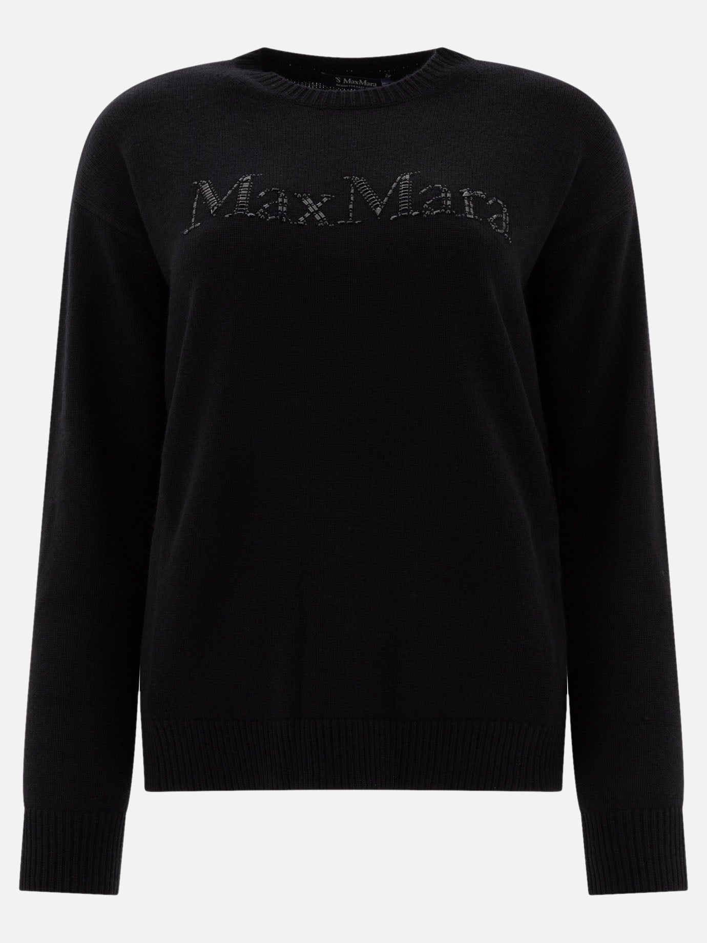 Max Mara S "Kassel" wool and cashmere sweater with logo Black