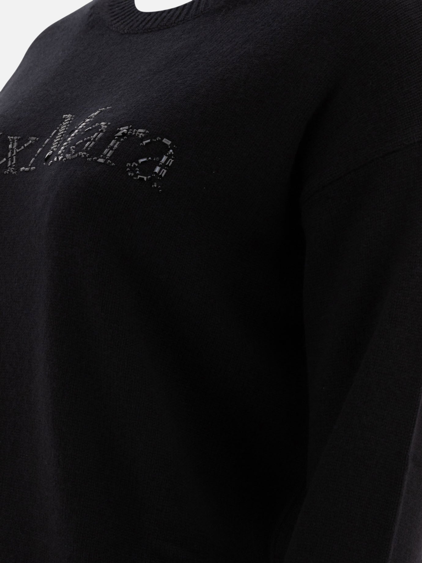 Max Mara S "Kassel" wool and cashmere sweater with logo Black