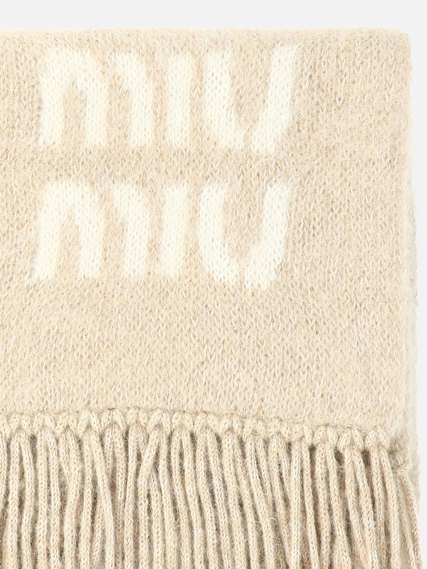 Miu Miu Scarf with contrasting logo Beige