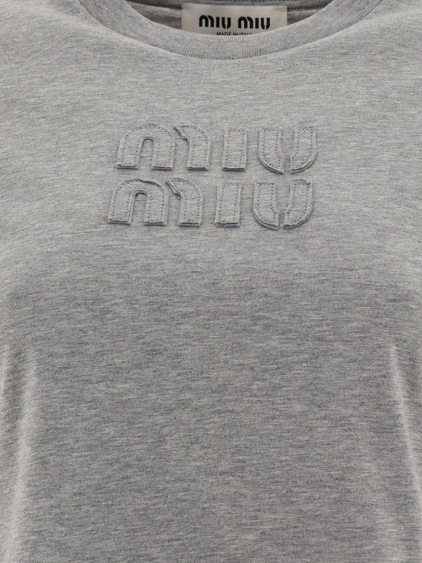 Miu Miu T-shirt with embroidered logo Grey - Women | VIETTI
