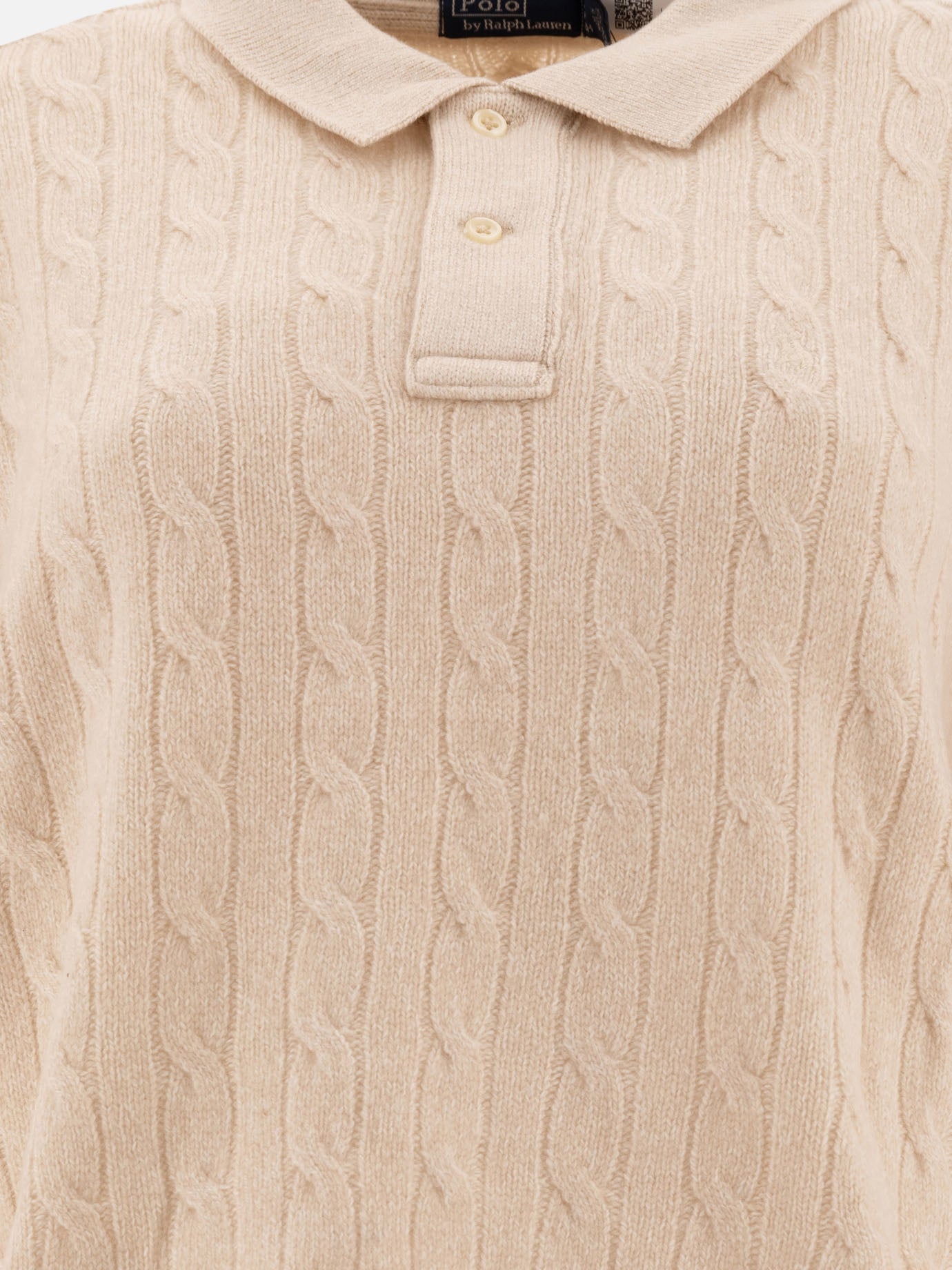 Polo Ralph Lauren "Pony" cable-knit polo shirt Beige