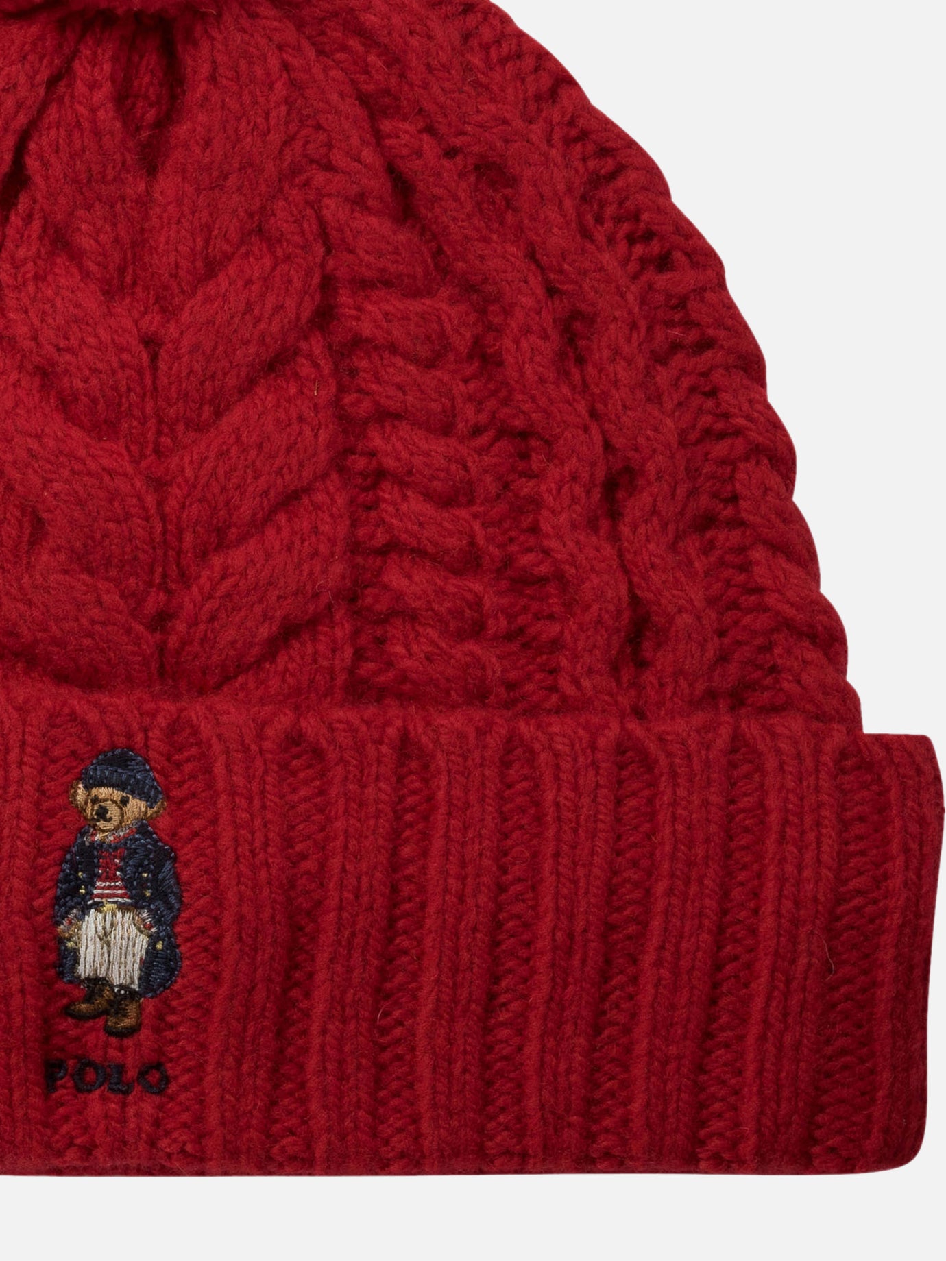 Polo Ralph Lauren "Polo Bear" cable pom-pom beanie Red