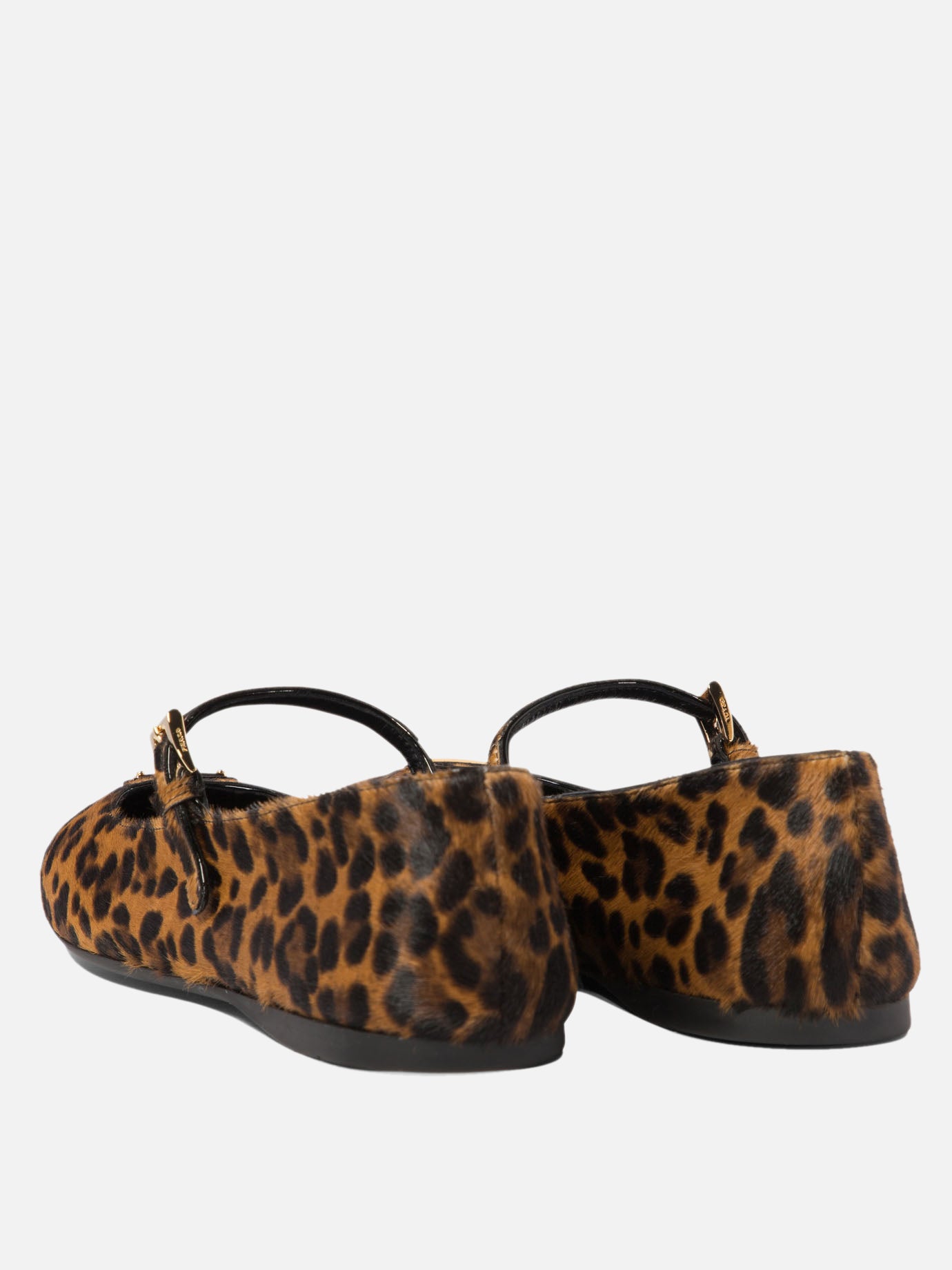 Leopard-printed leather ballerinas