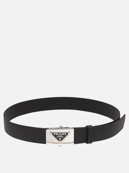 Prada Belt with triangle logo Black