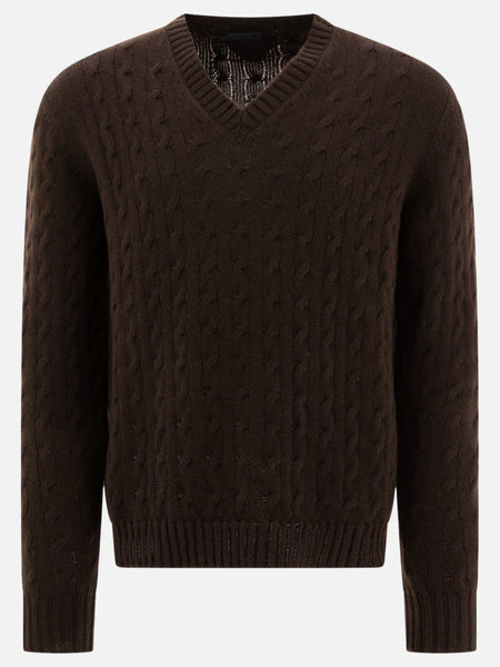 Prada Cable-knit sweater Brown - Men | VIETTI Online Store