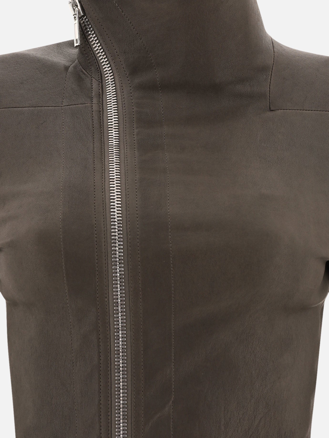 Giacche in pelle Solid colour  Grigio - Rick Owens Donna | PDP | VIETTI Online Store | thumbnail_3