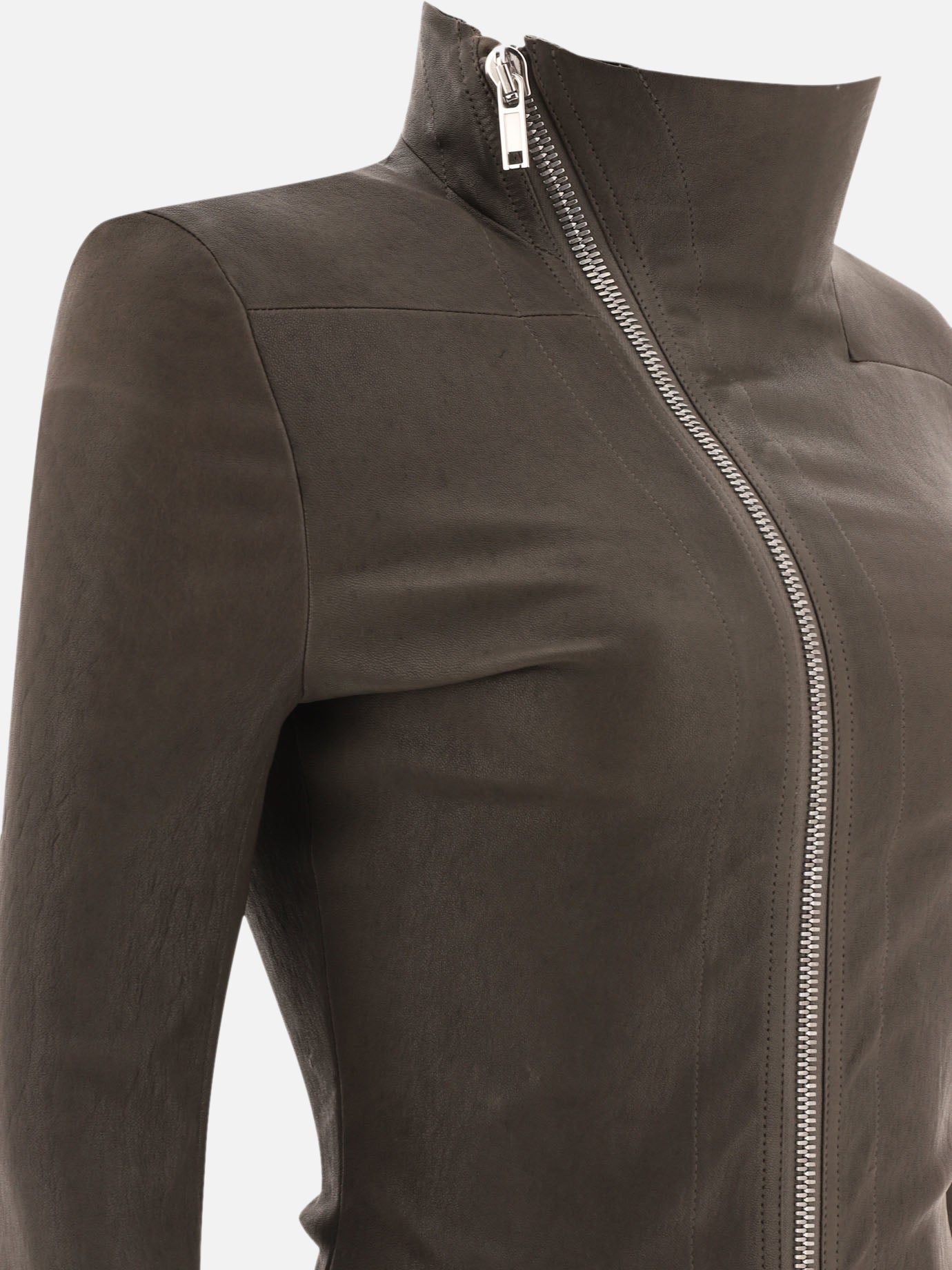 Giacche in pelle Solid colour  Grigio - Rick Owens Donna | PDP | VIETTI Online Store | thumbnail_4