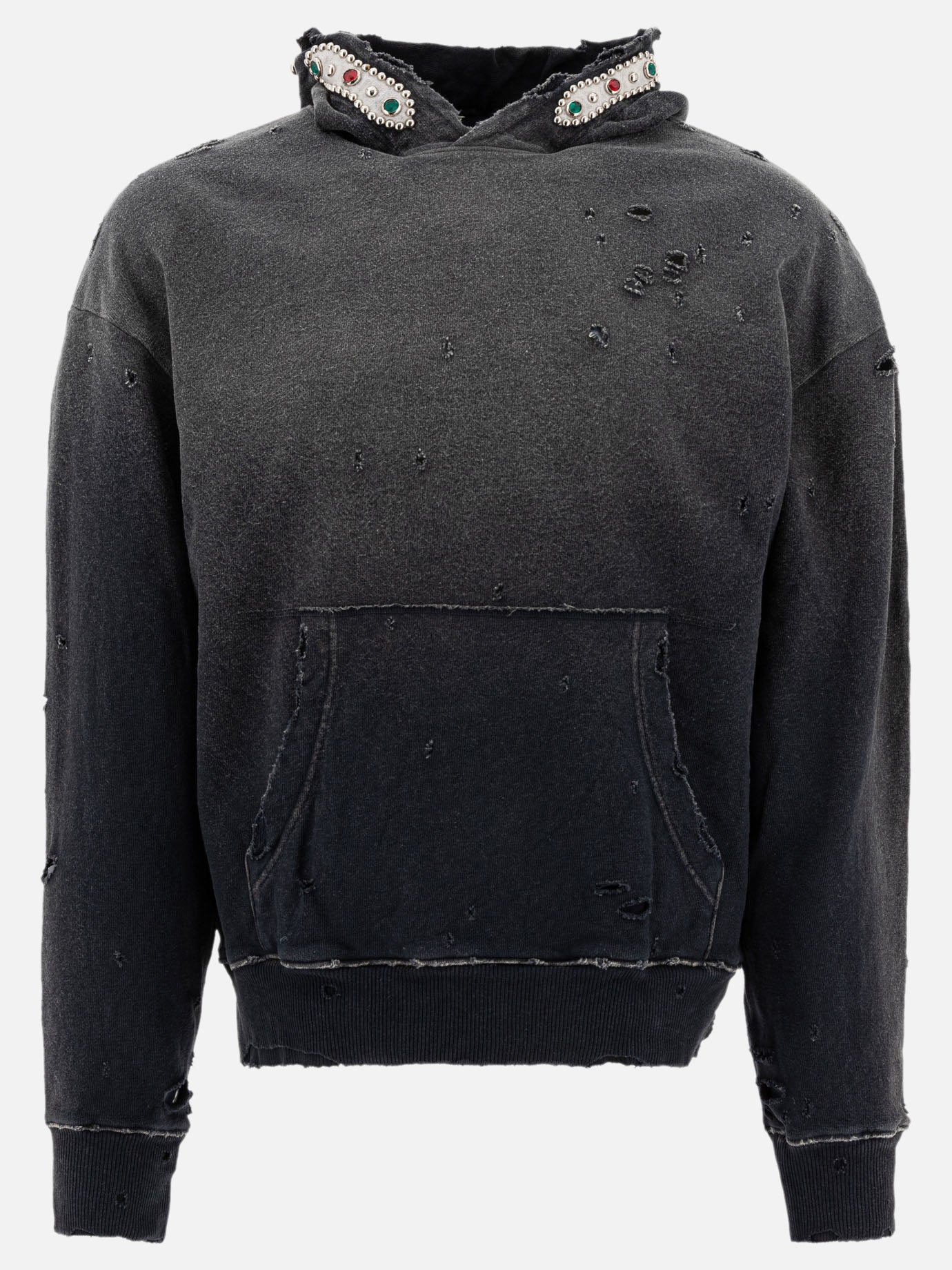 KAPITAL &quot;Studs Thriller Distressed&quot; hoodie 10469286_3 Black thumbnail_1