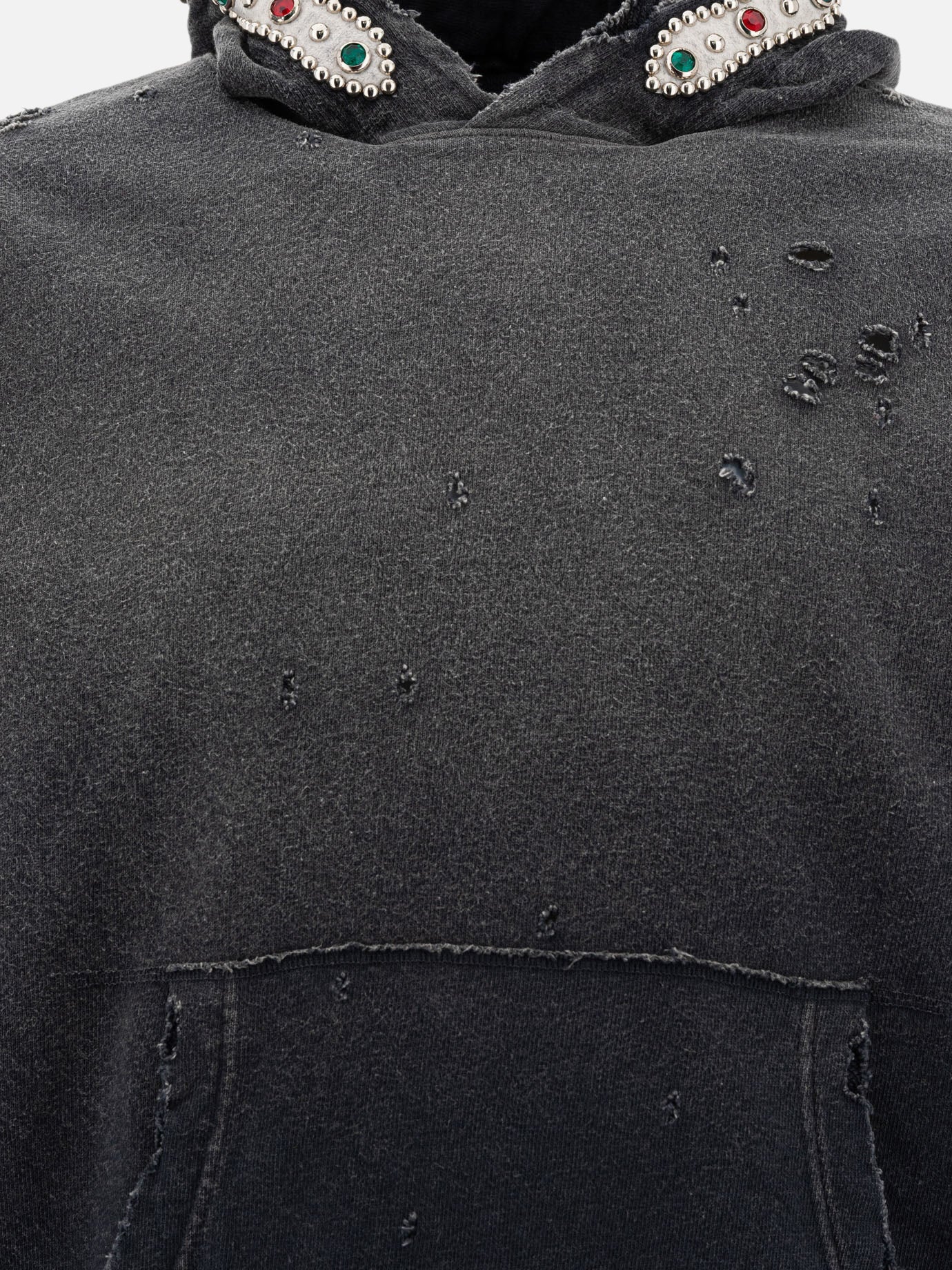 KAPITAL "Studs Thriller Distressed" hoodie Black