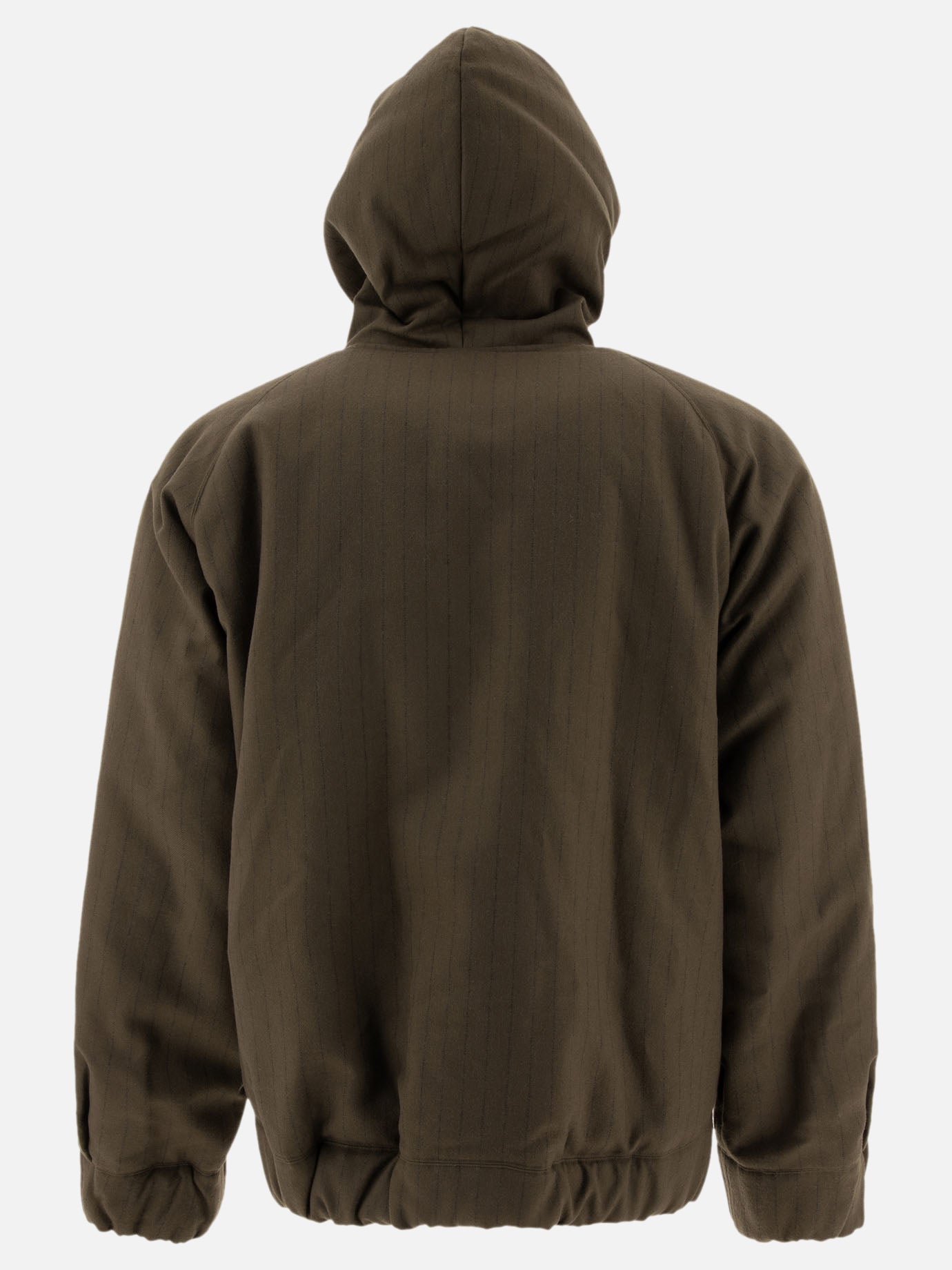 Sacai Pinstriped hooded jacket Brown