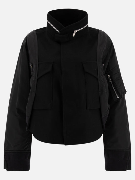 Bomber Solid colour  Nero - Sacai Donna | PLP | VIETTI Online Store 
