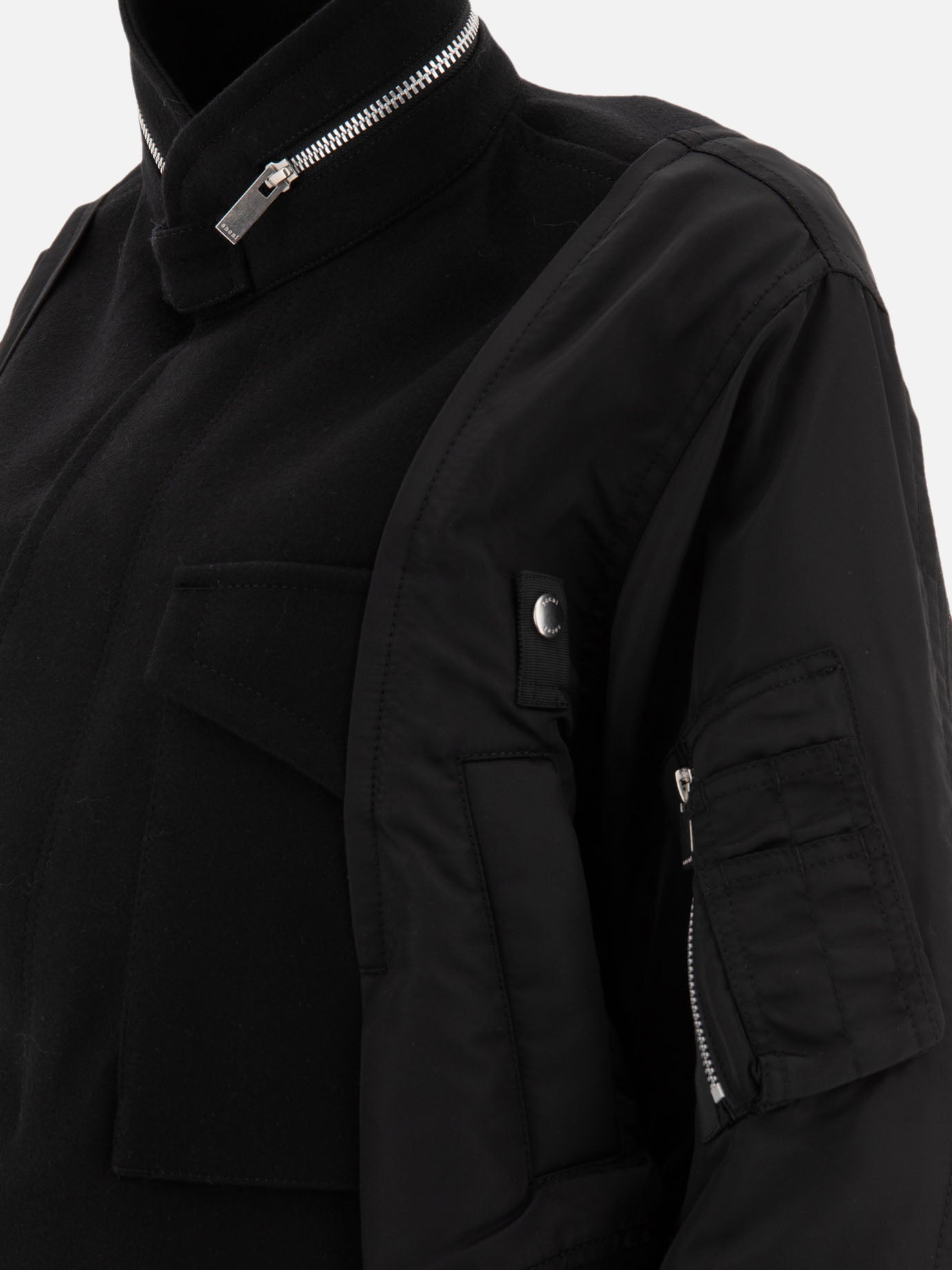 Bomber Solid colour  Nero - Sacai Donna | PDP | VIETTI Online Store | thumbnail_4