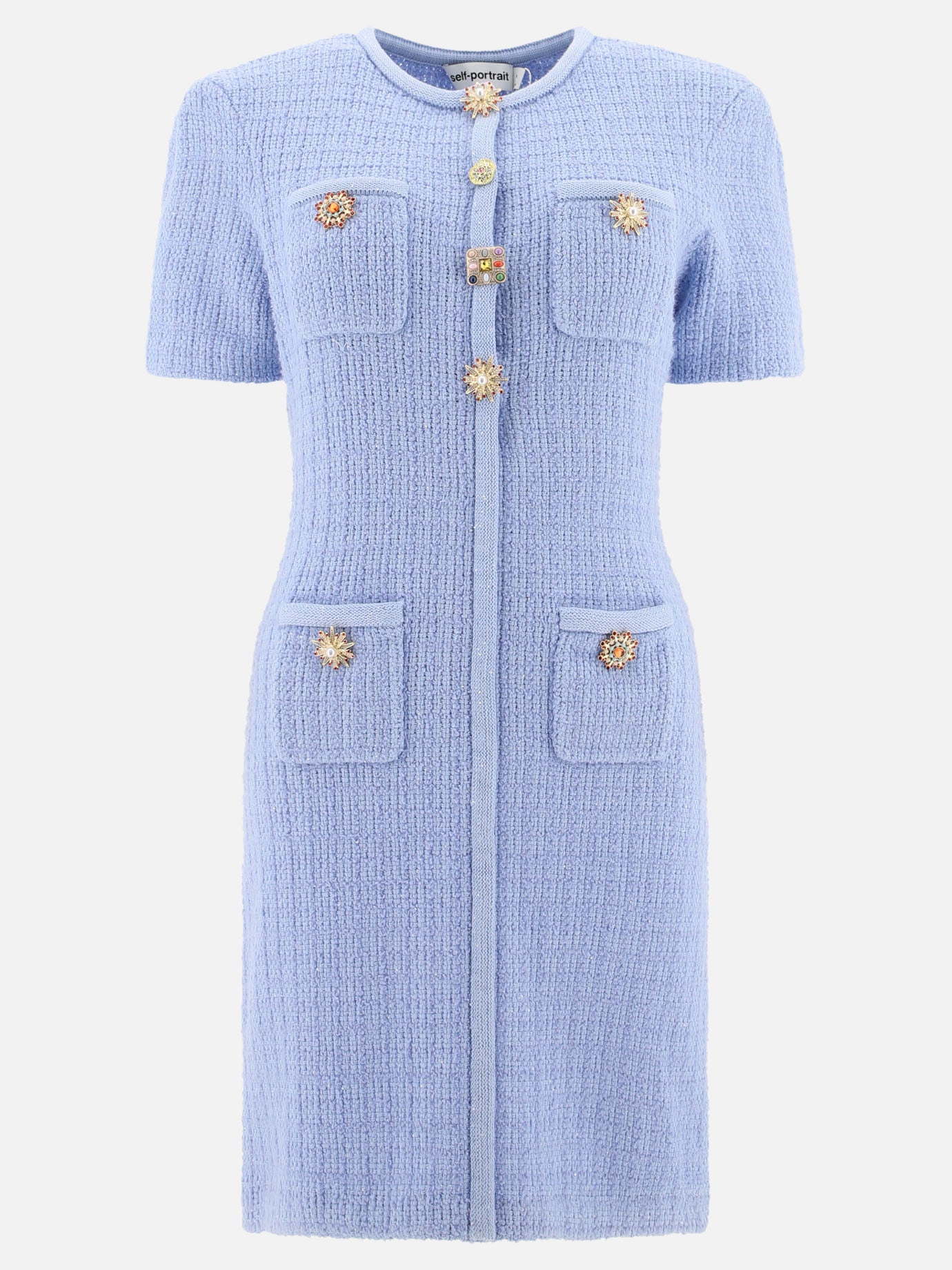 Knit dress with jewel buttons