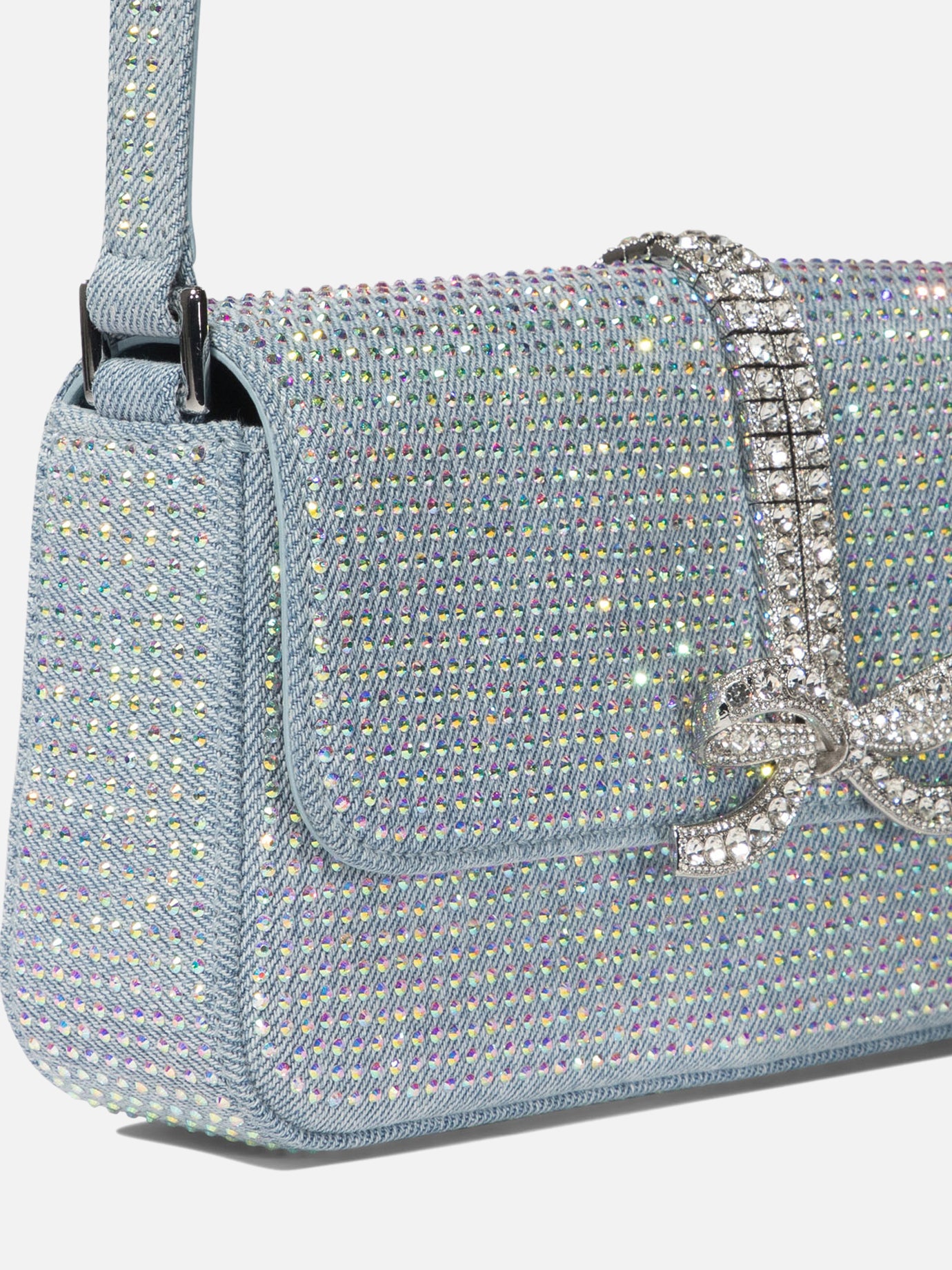 Borsa a spalla in denim con strass