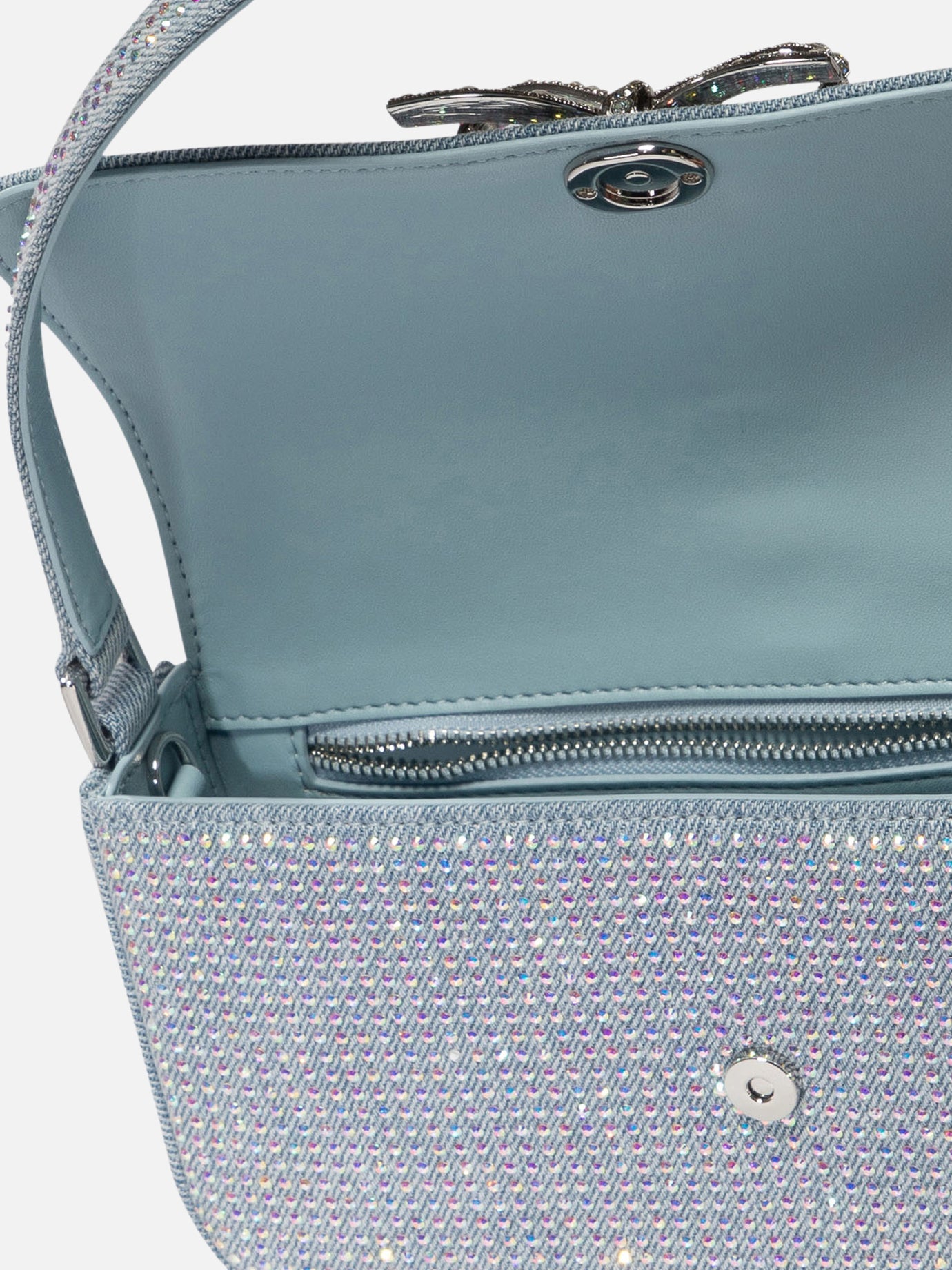 Borsa a spalla in denim con strass