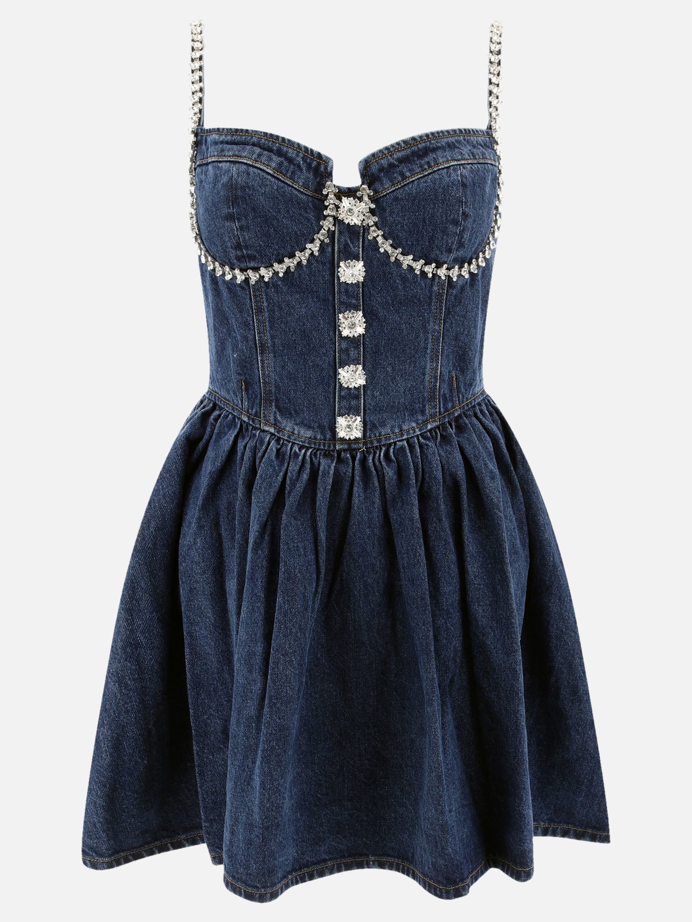 Diamante denim flared dress