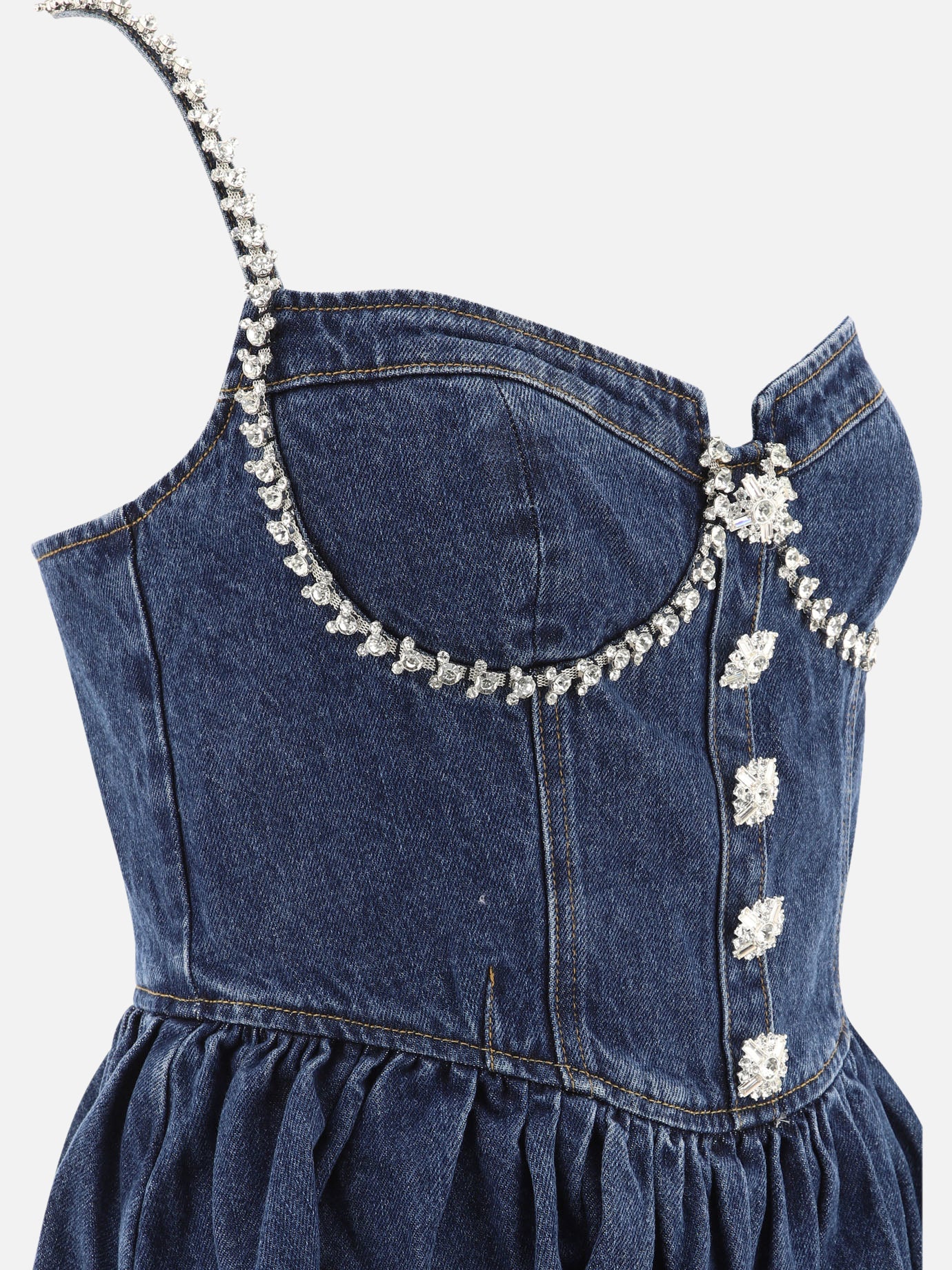 Diamante denim flared dress