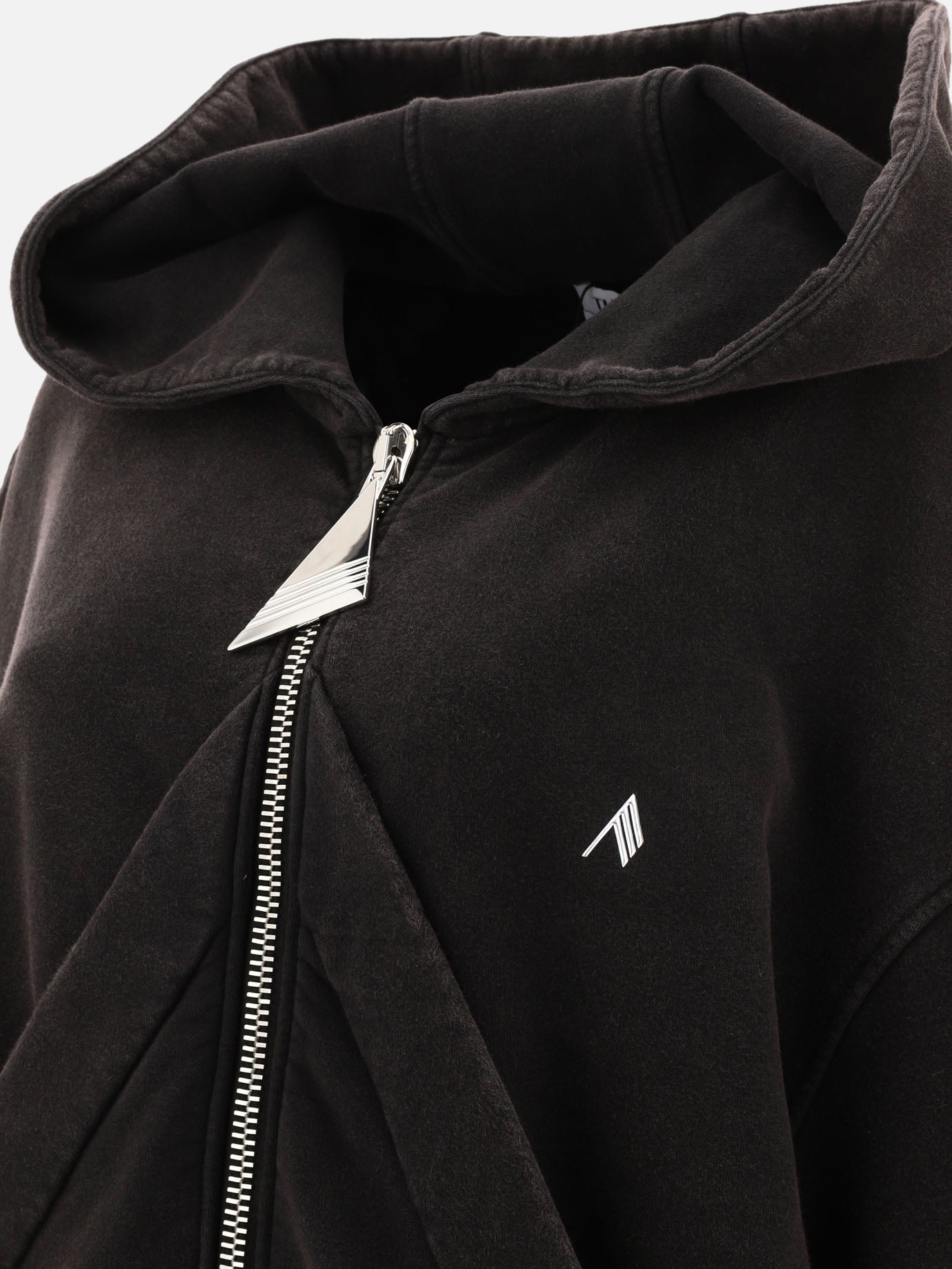 The Attico Zippered hoodie with logo Black