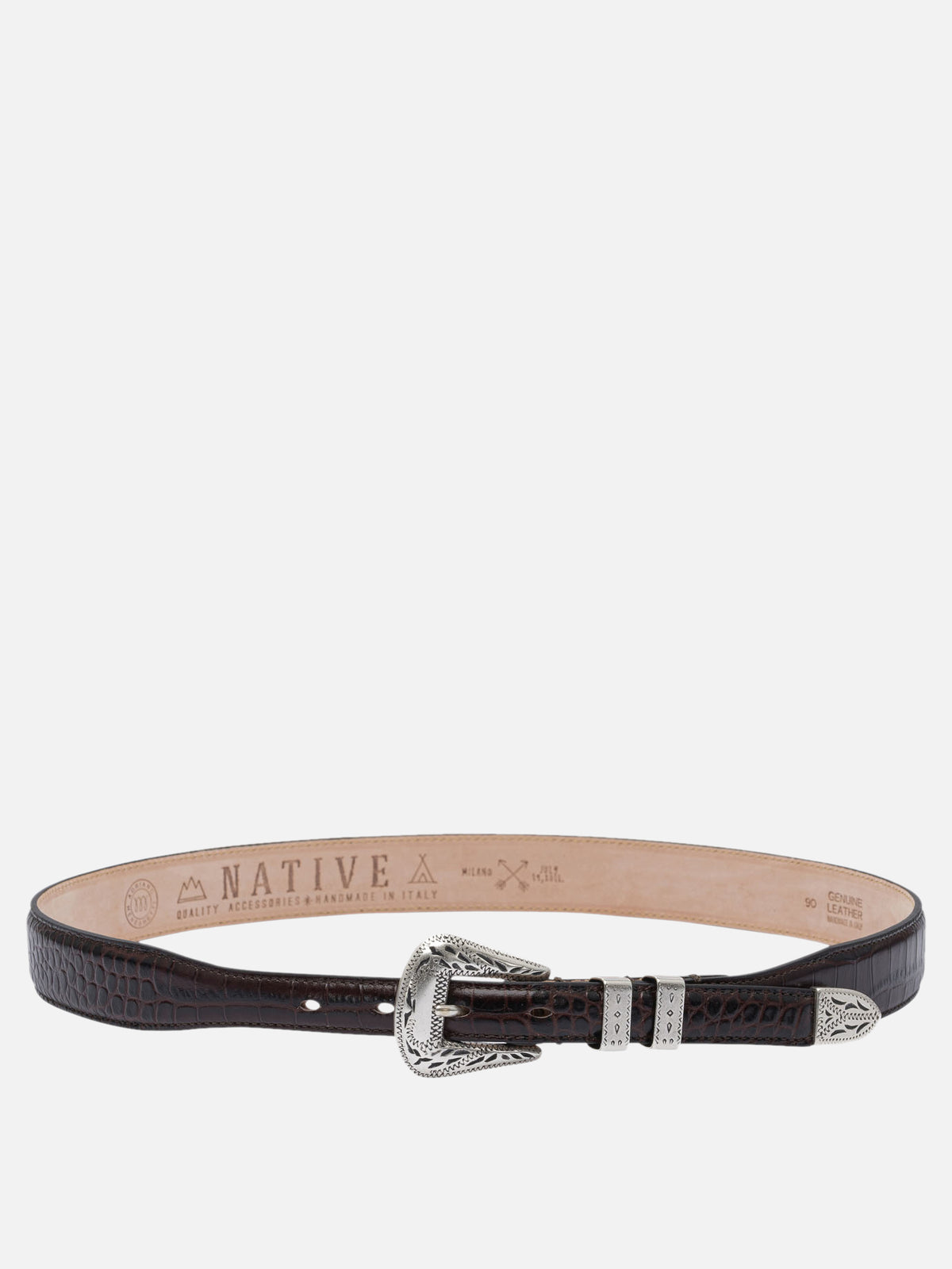 Adriano Meneghetti "Palladium" leather belt Brown