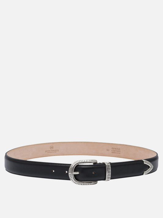 Adriano Meneghetti "Sun" leather belt Black

