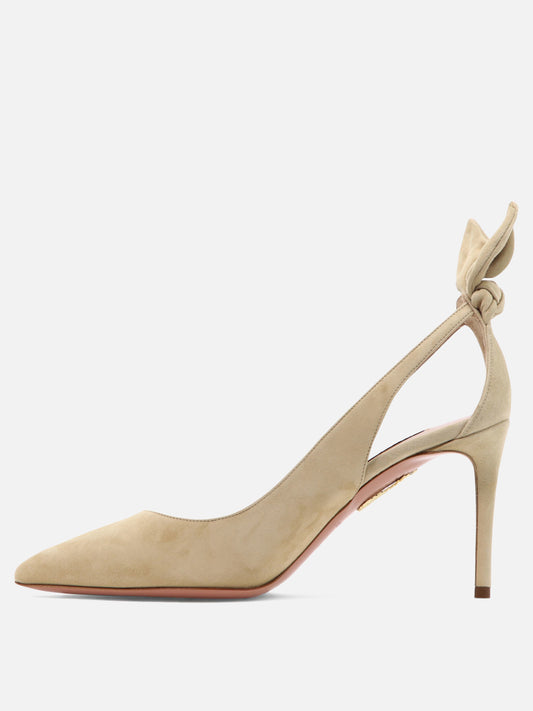 Aquazzura "Bow Tie 85 mm" Décolleté Beige

