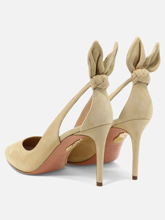 Aquazzura "Bow Tie 85 mm" Décolleté Beige

