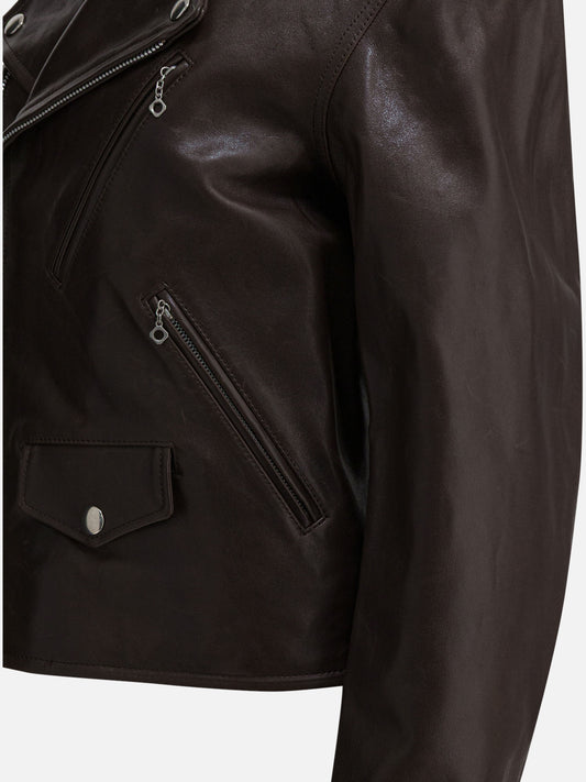 Auralee "Riders" leather jacket Brown

