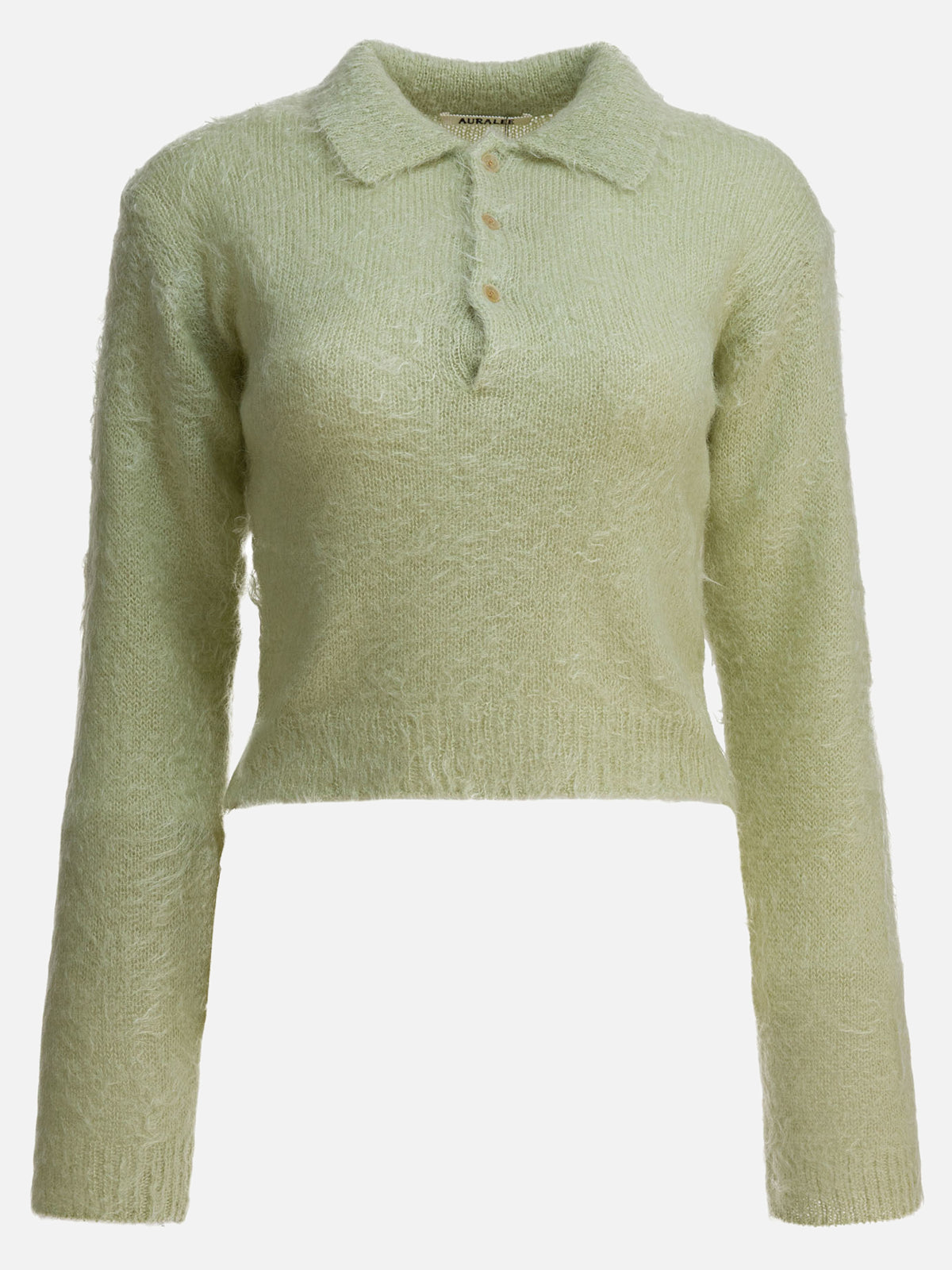 Auralee Mohair and wool polo sweater Green