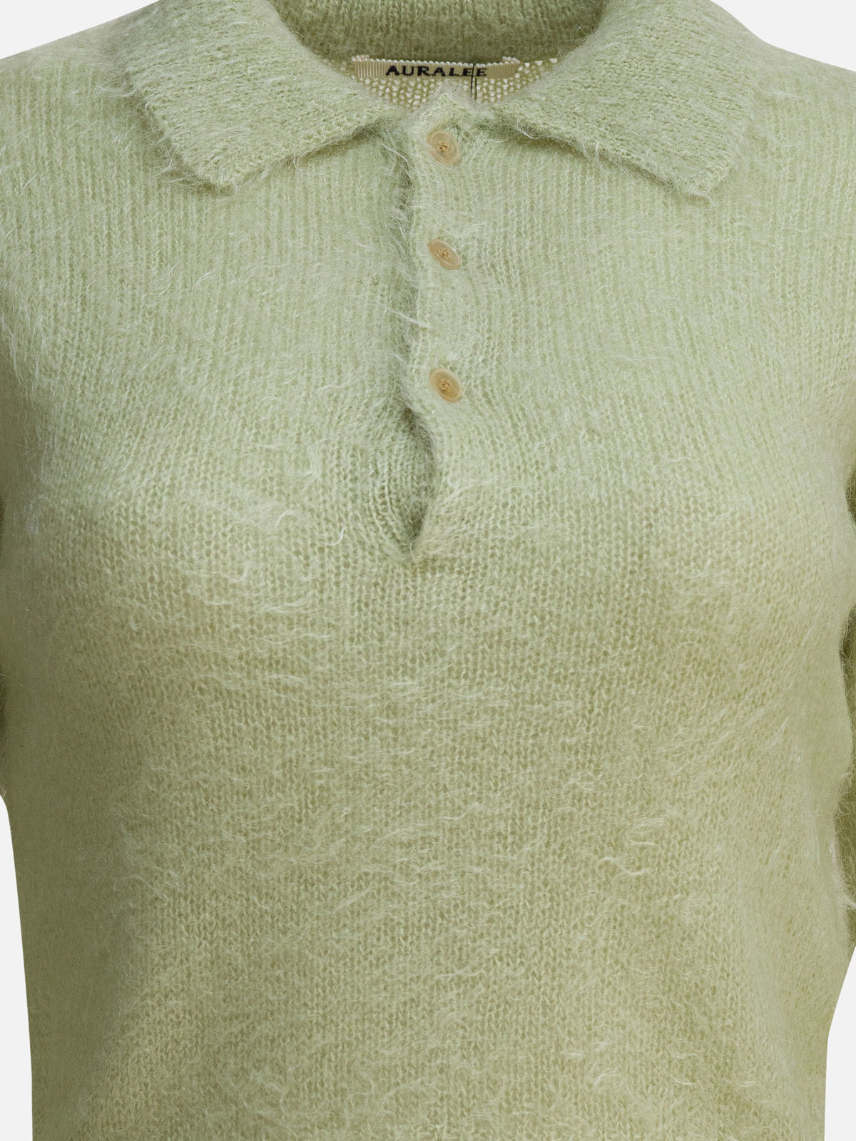 Auralee Mohair and wool polo sweater Green - VIETTI