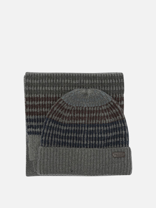 Barbour "Branton" set with scarf and beanie Grey


