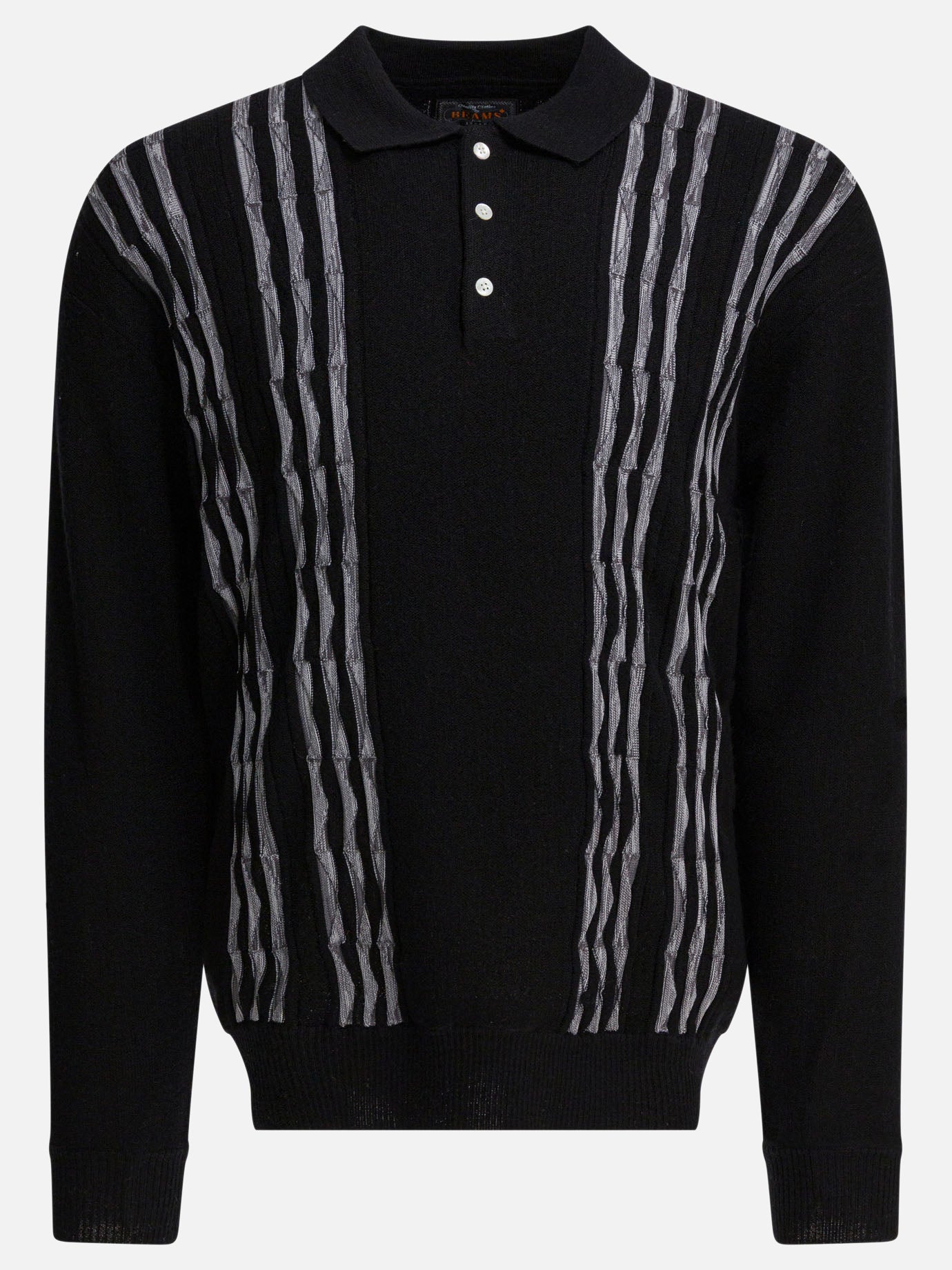 Polo sweater Striped  Black - Beams Plus Men | PDP | VIETTI Online Store | Zoom-Modal
