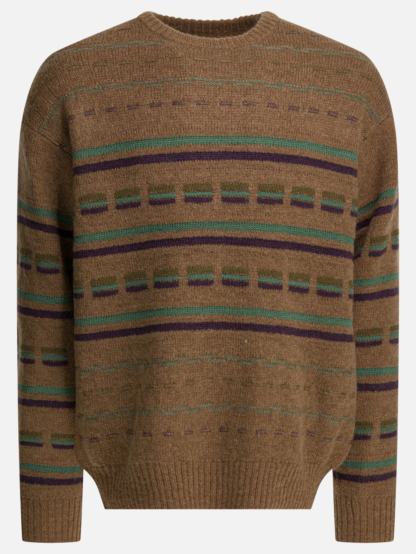 Crewneck sweaters Textured knit  Brown - Beams Plus Men | PDP | VIETTI Online Store | Zoom-Modal
