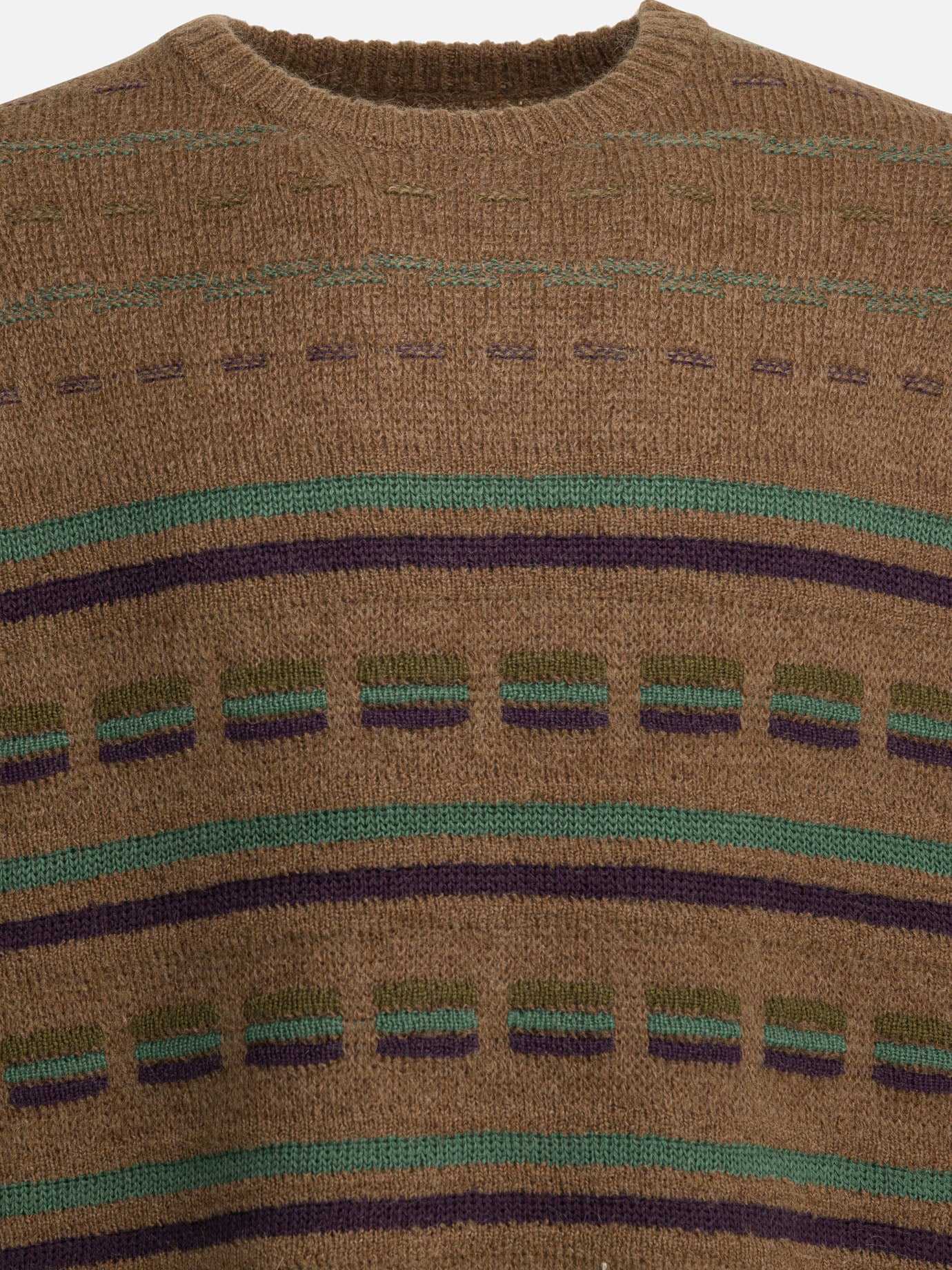 Crewneck sweaters Textured knit  Brown - Beams Plus Men | PDP | VIETTI Online Store | thumbnail_3