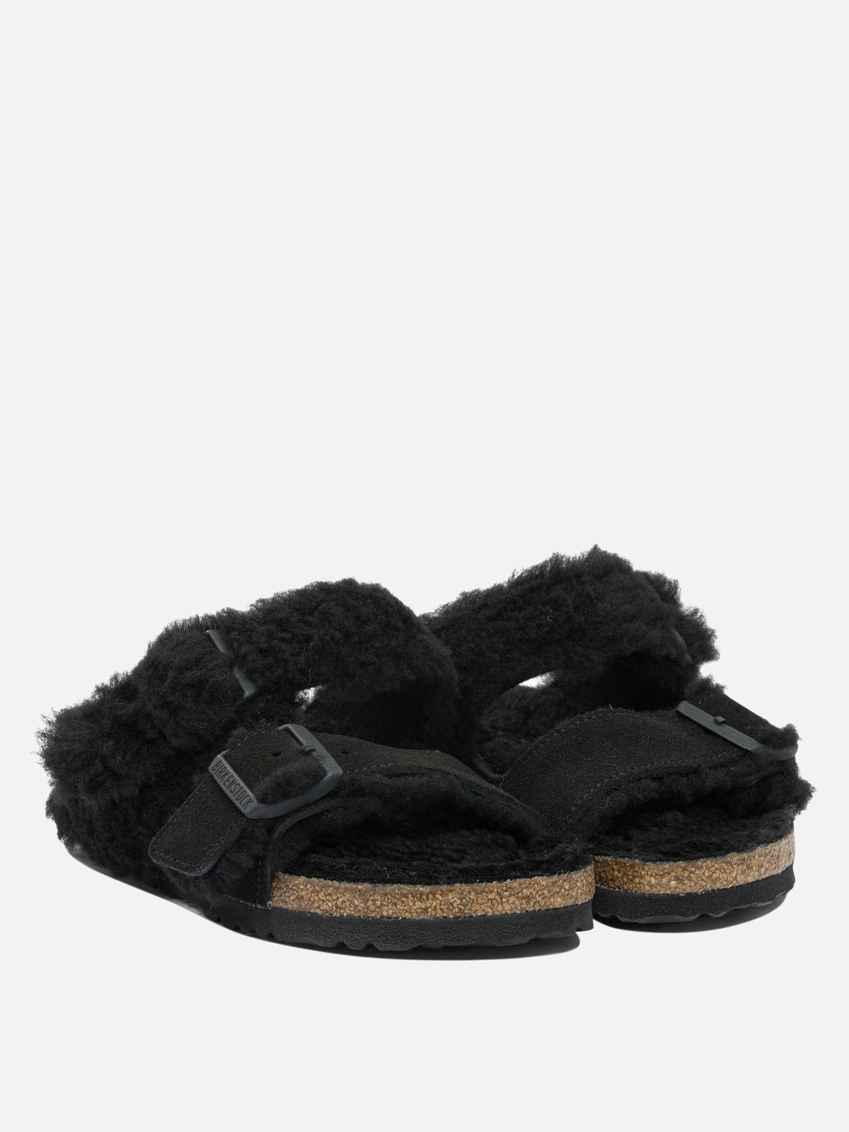 Birkenstock "Arizona Shearling" low sandals Black - VIETTI