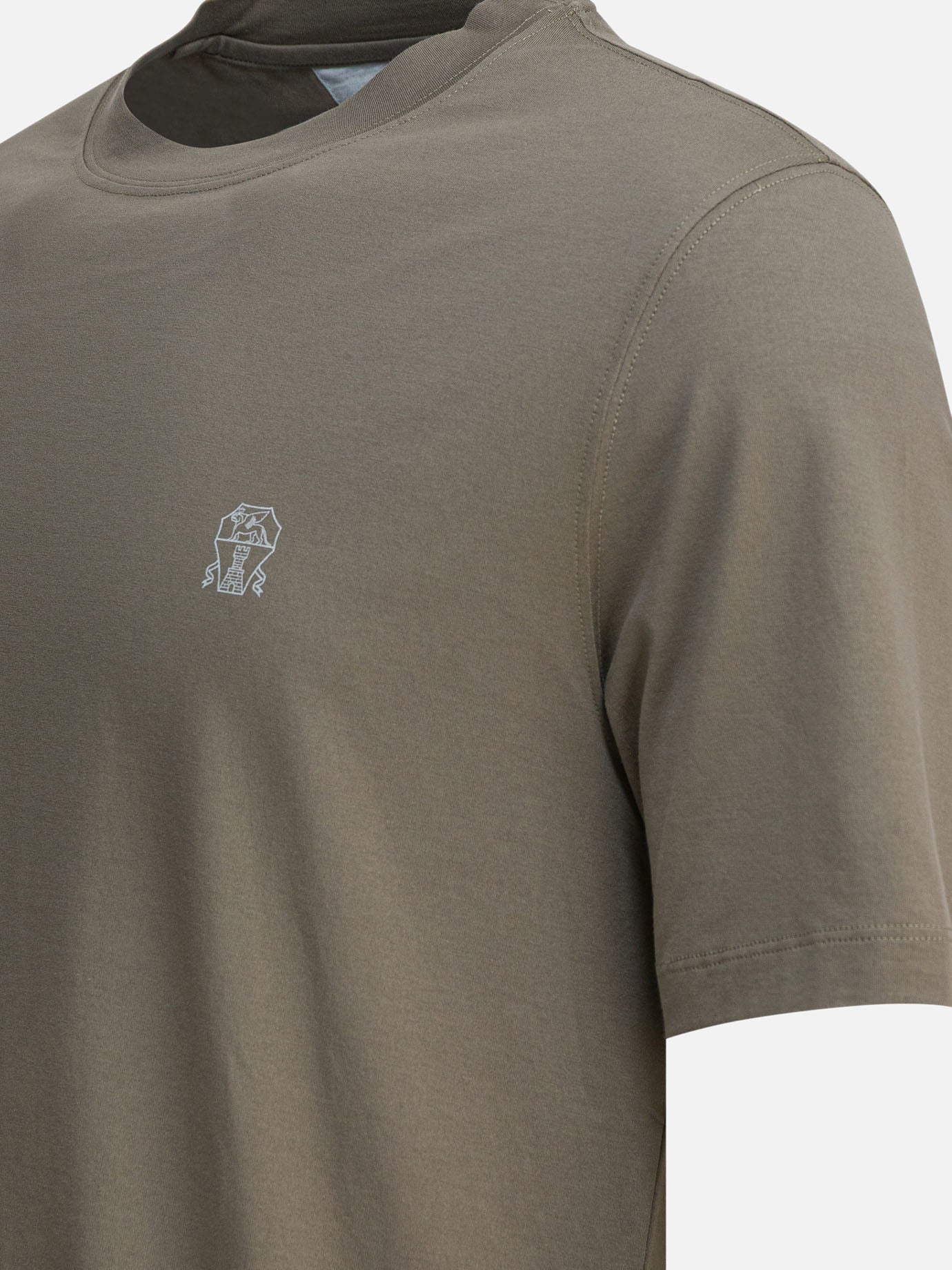 Crewneck t-shirts Logo  Green - Brunello Cucinelli Men | PDP | VIETTI Online Store | thumbnail_4