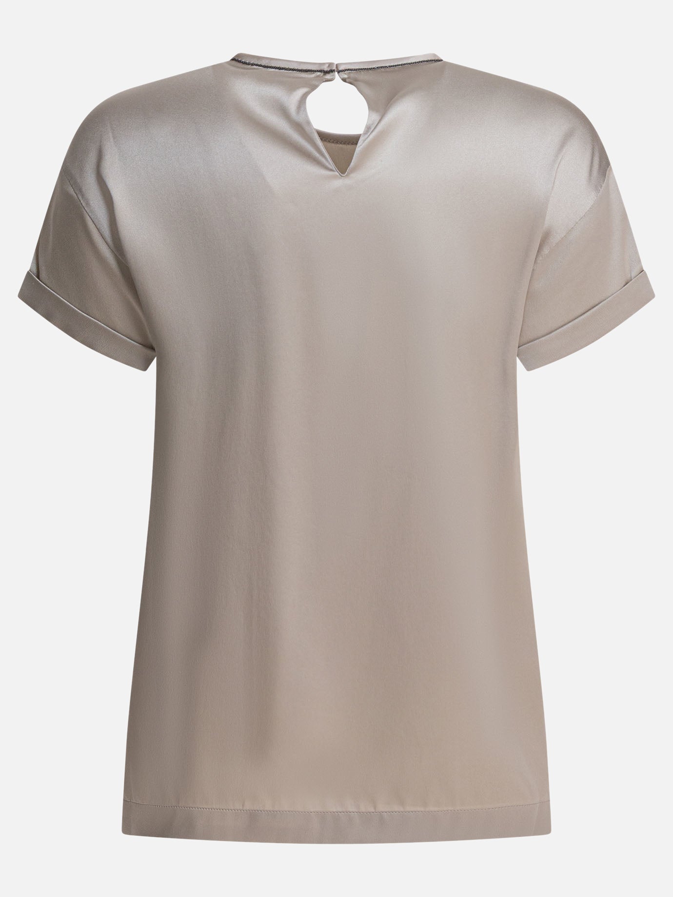 Crewneck t-shirts Solid colour  Silver - Brunello Cucinelli Women | PDP | VIETTI Online Store | thumbnail_2