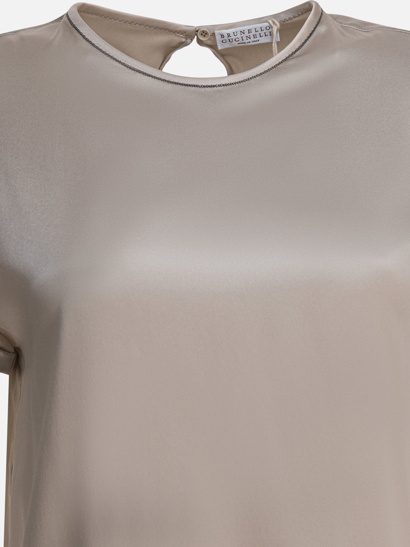 Crewneck t-shirts Solid colour  Silver - Brunello Cucinelli Women | PDP | VIETTI Online Store | thumbnail_3