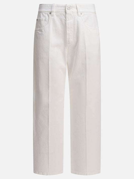 Jeans a gamba dritta Solid colour  Bianco - Brunello Cucinelli Donna | VIETTI Online Store 
