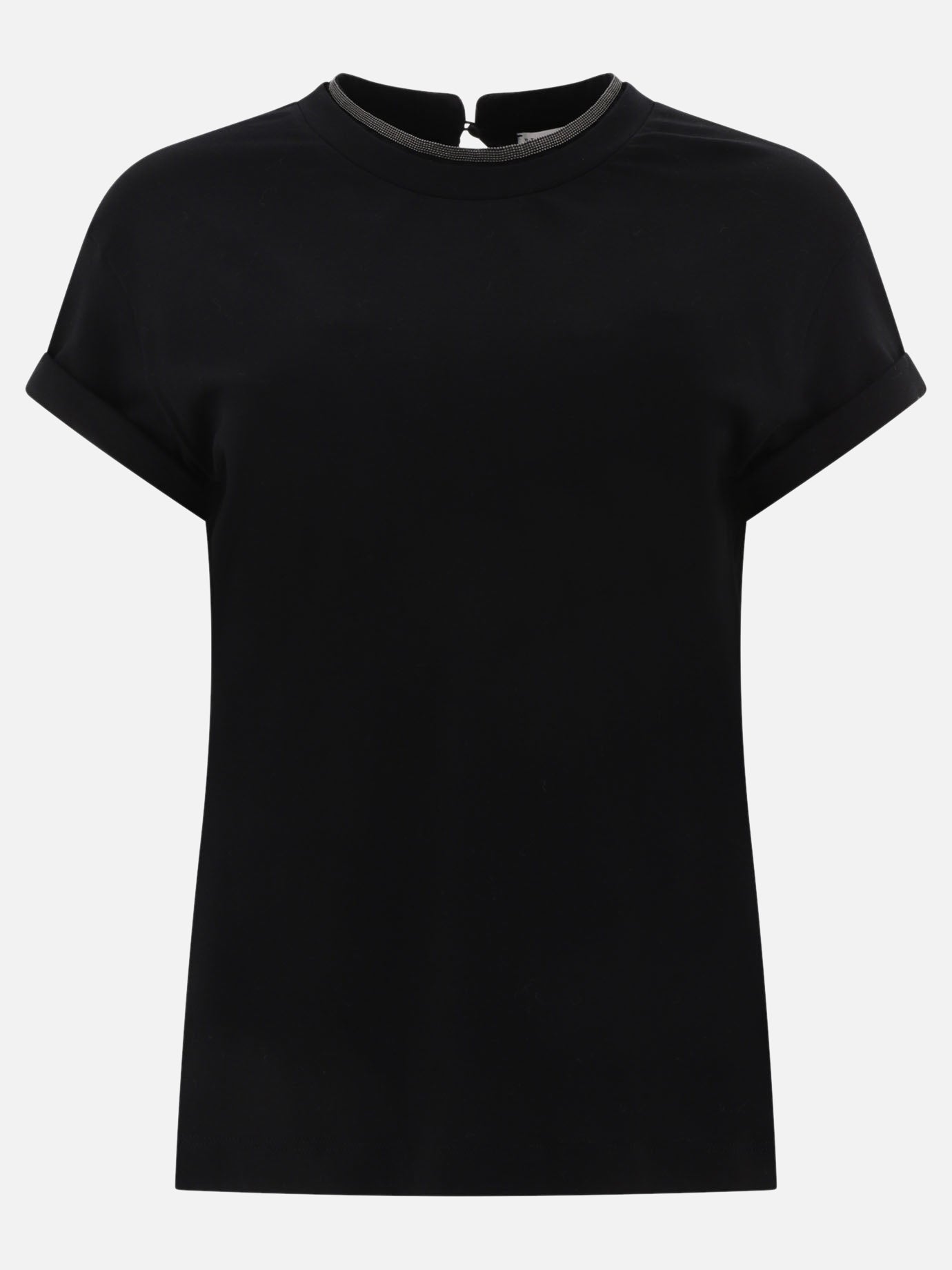 Crewneck t-shirts Solid colour  Black - Brunello Cucinelli Women | PDP | VIETTI Online Store | Zoom-Modal
