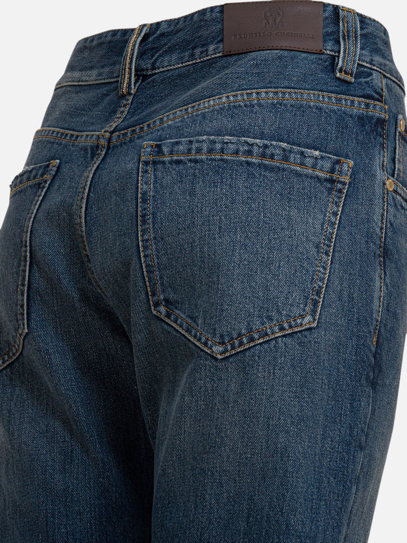 Jeans a gamba dritta Solid colour  Blu - Brunello Cucinelli Donna | PDP | VIETTI Online Store | thumbnail_4