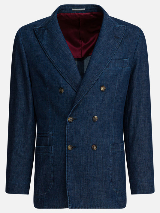 Blazer Solid colour  Blu - Brunello Cucinelli Uomo | VIETTI Online Store 

