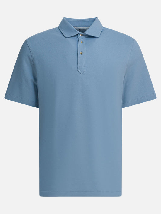 Polo con bottoni Solid colour  Azzurro - Brunello Cucinelli Uomo | VIETTI Online Store 
