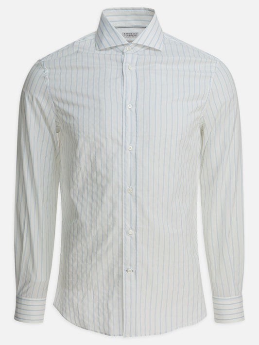 Camicie casual Striped  Bianco - Brunello Cucinelli Uomo | VIETTI Online Store 
