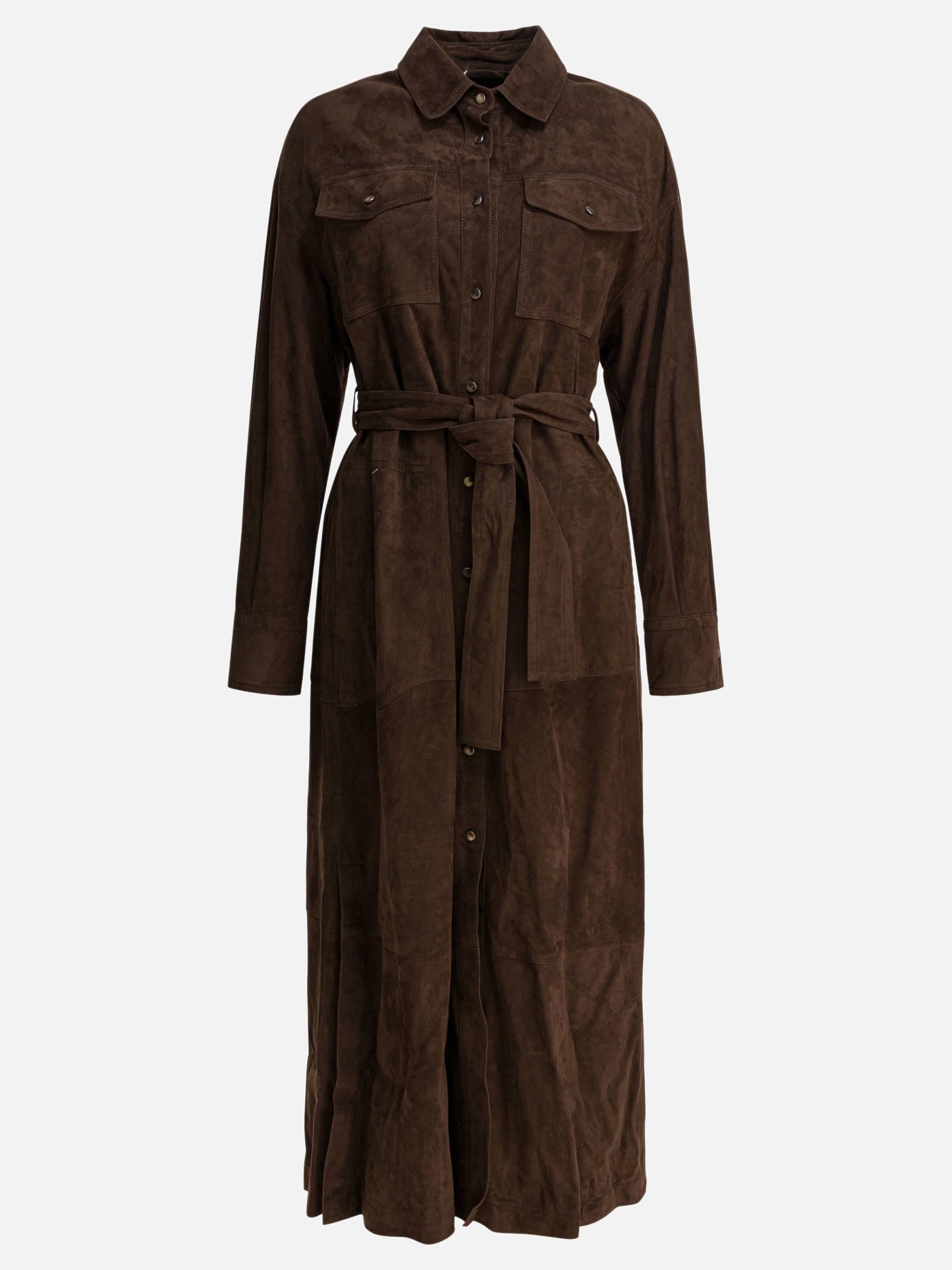 Long coats Solid colour  Brown - Brunello Cucinelli Women | PDP | VIETTI Online Store | thumbnail