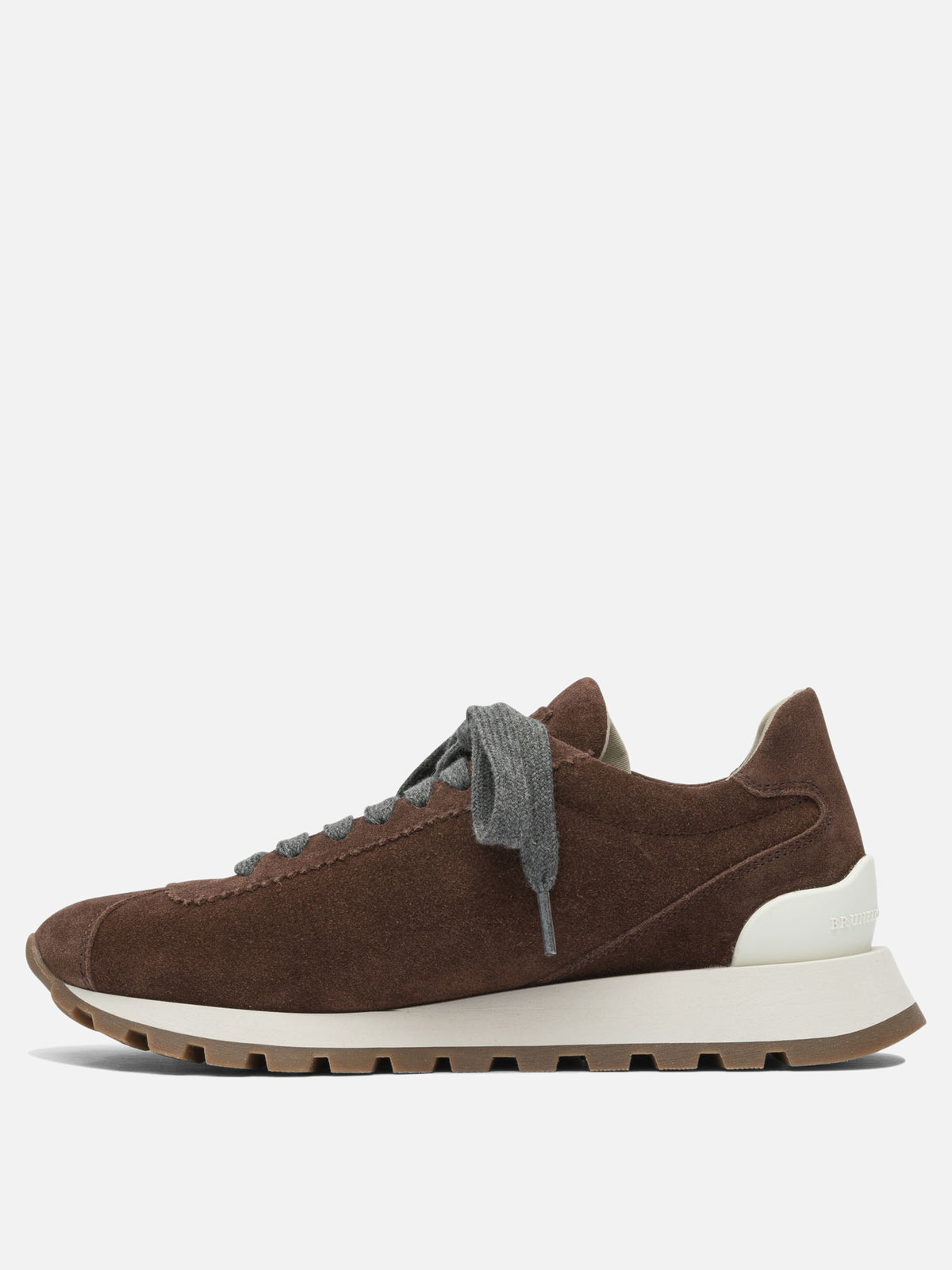 Brunello Cucinelli Sneaker "Runners" in camoscio con Shiny Tab Bordeaux - VIETTI